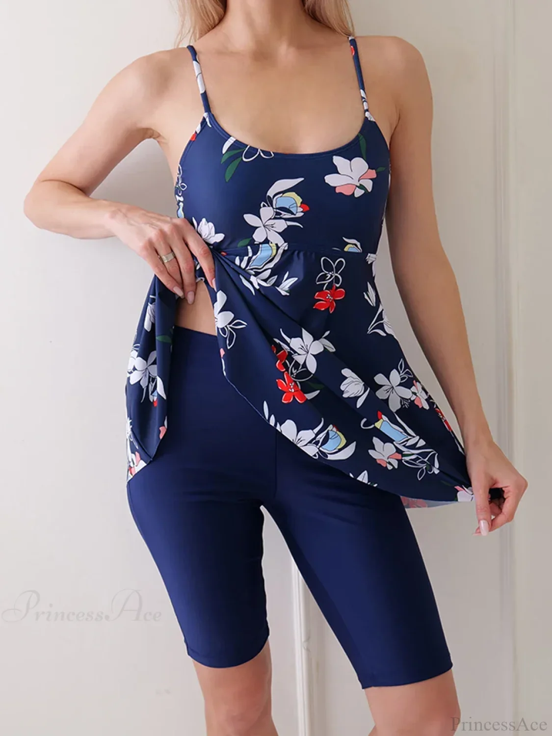 Printed Knee Shorts Tankini Two Piece Set - Image 2
