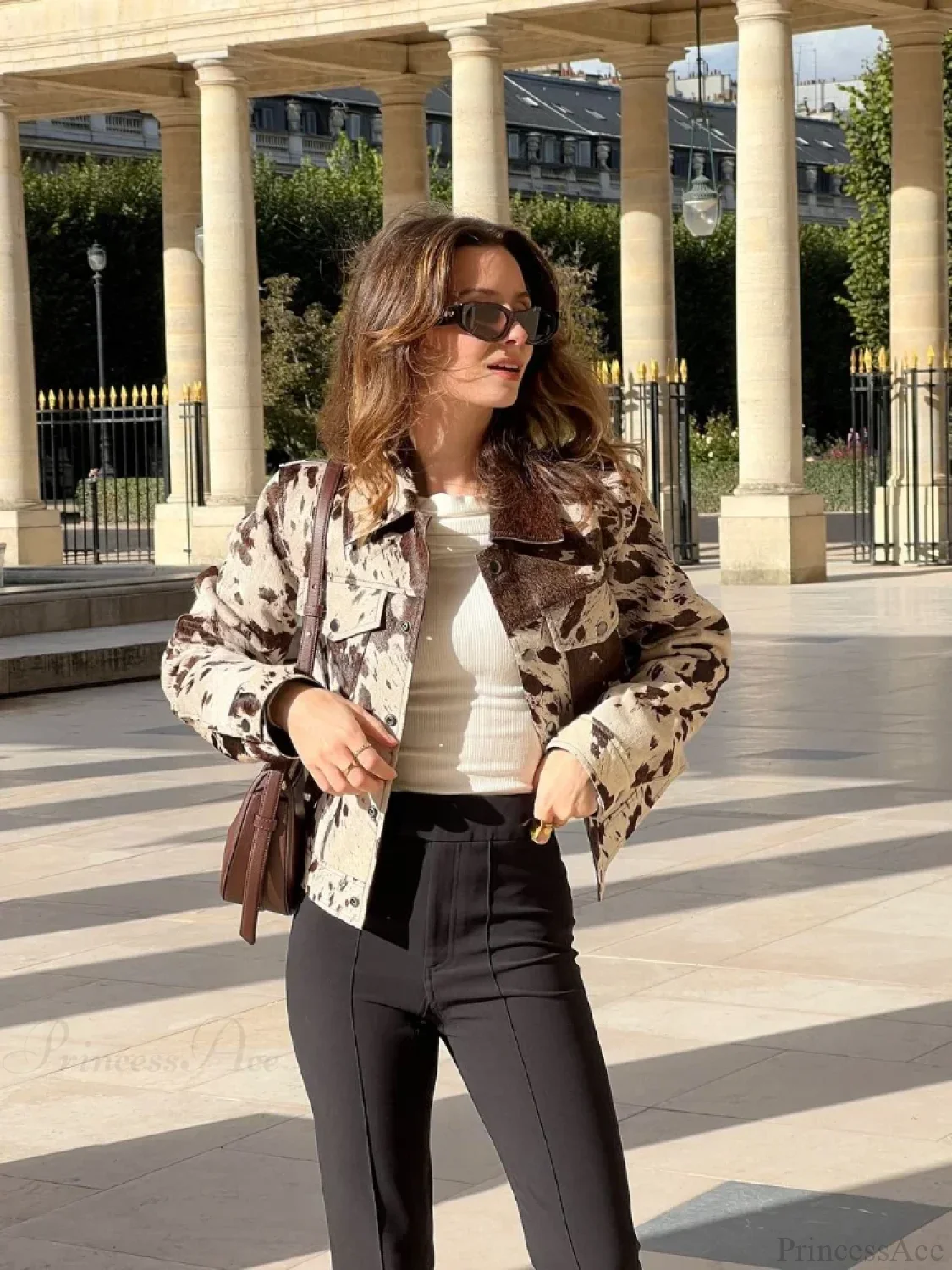 Printed Lapel Suede Coat - Image 3