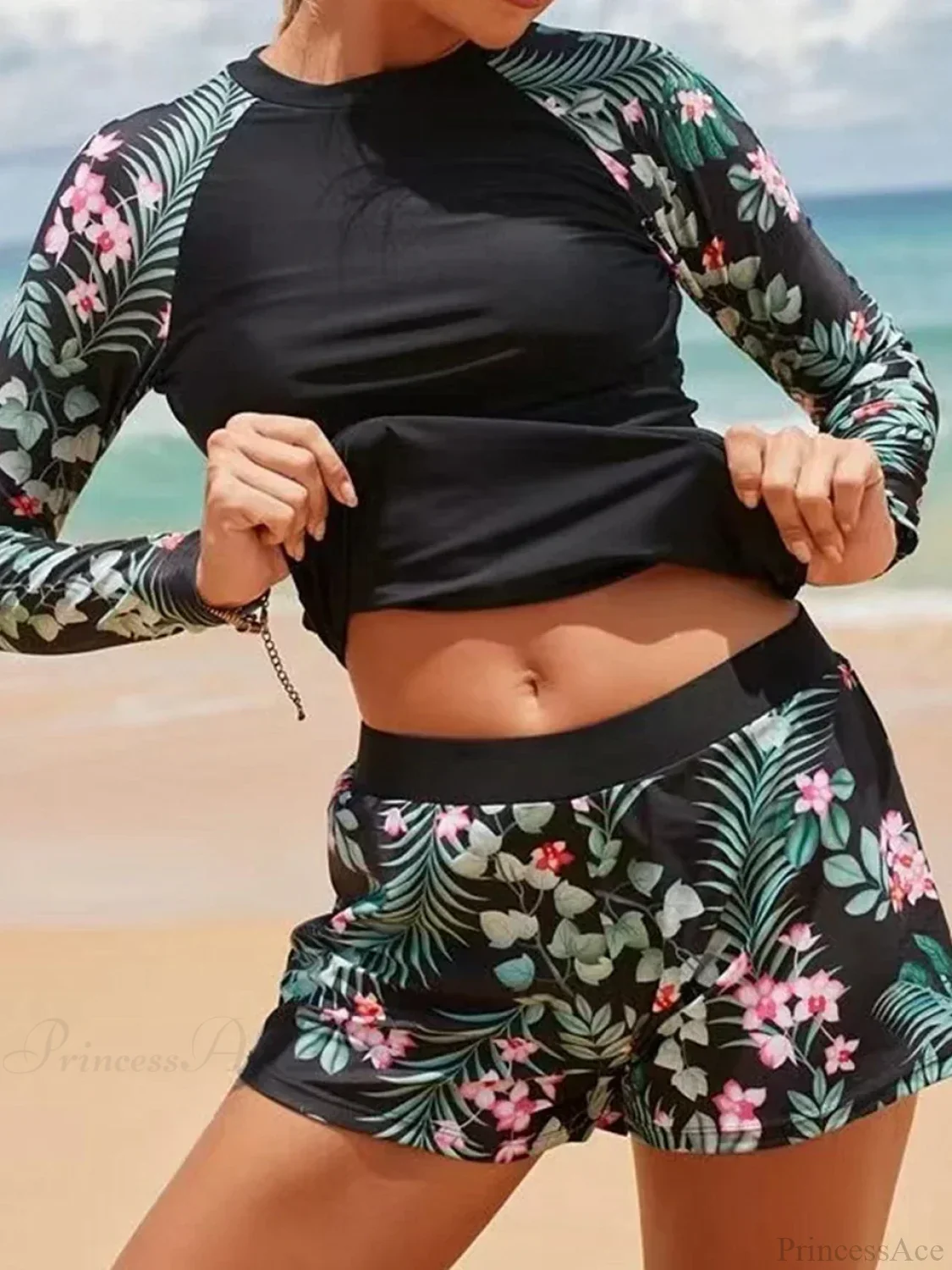 Printed Long Sleeve Surf Two Piece Set - Image 2