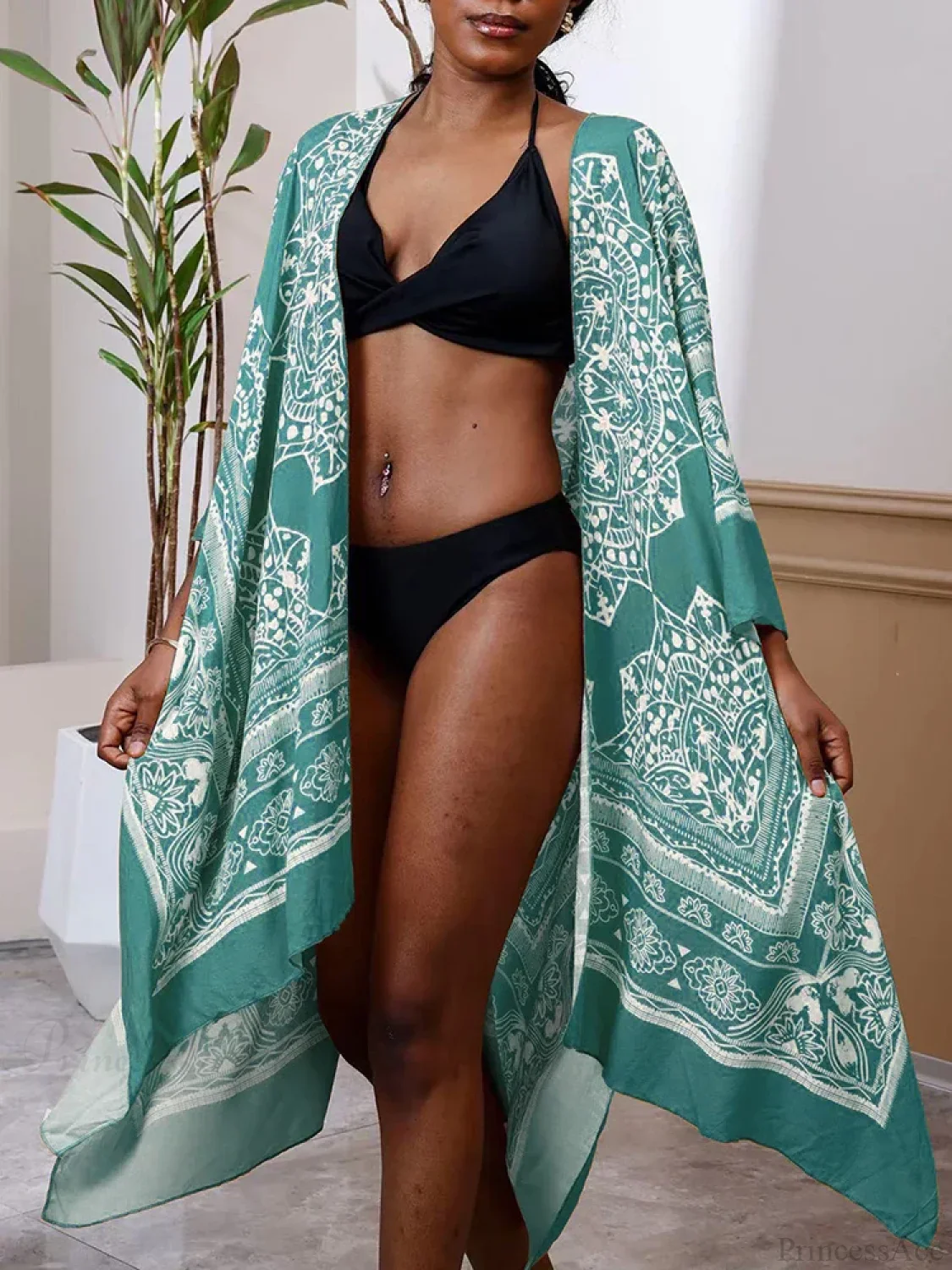 Printed Plus Size Bikini Cover Up - Image 3