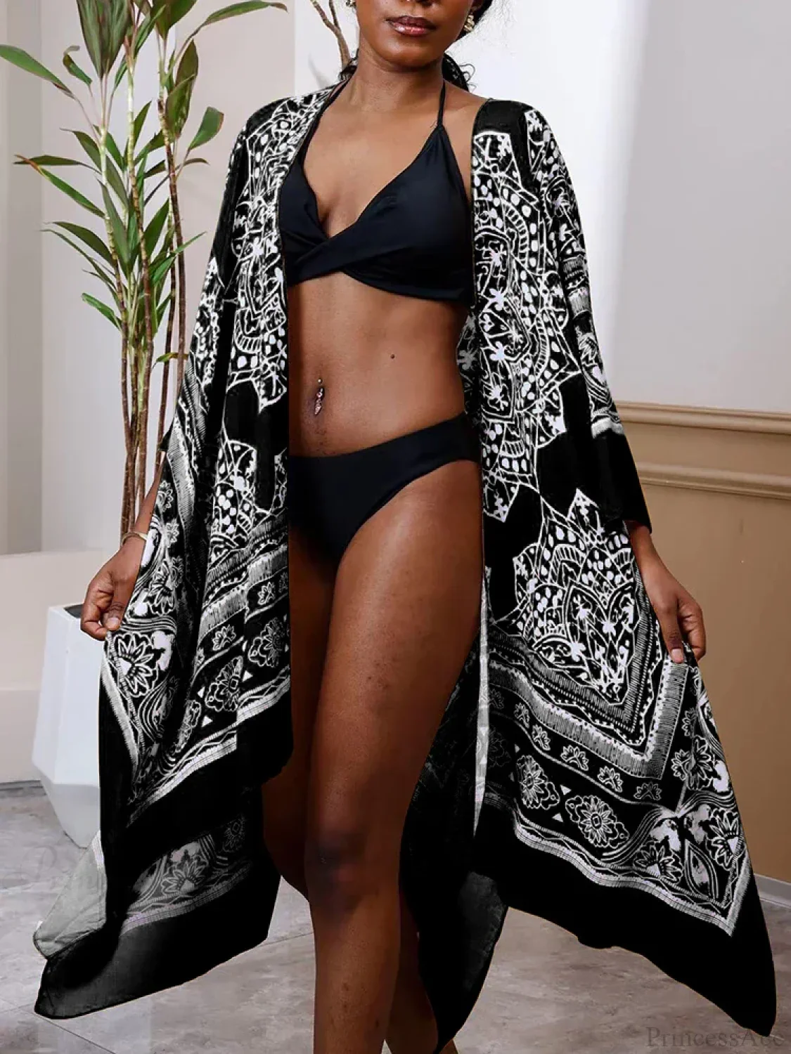 Printed Plus Size Bikini Cover Up - Image 4