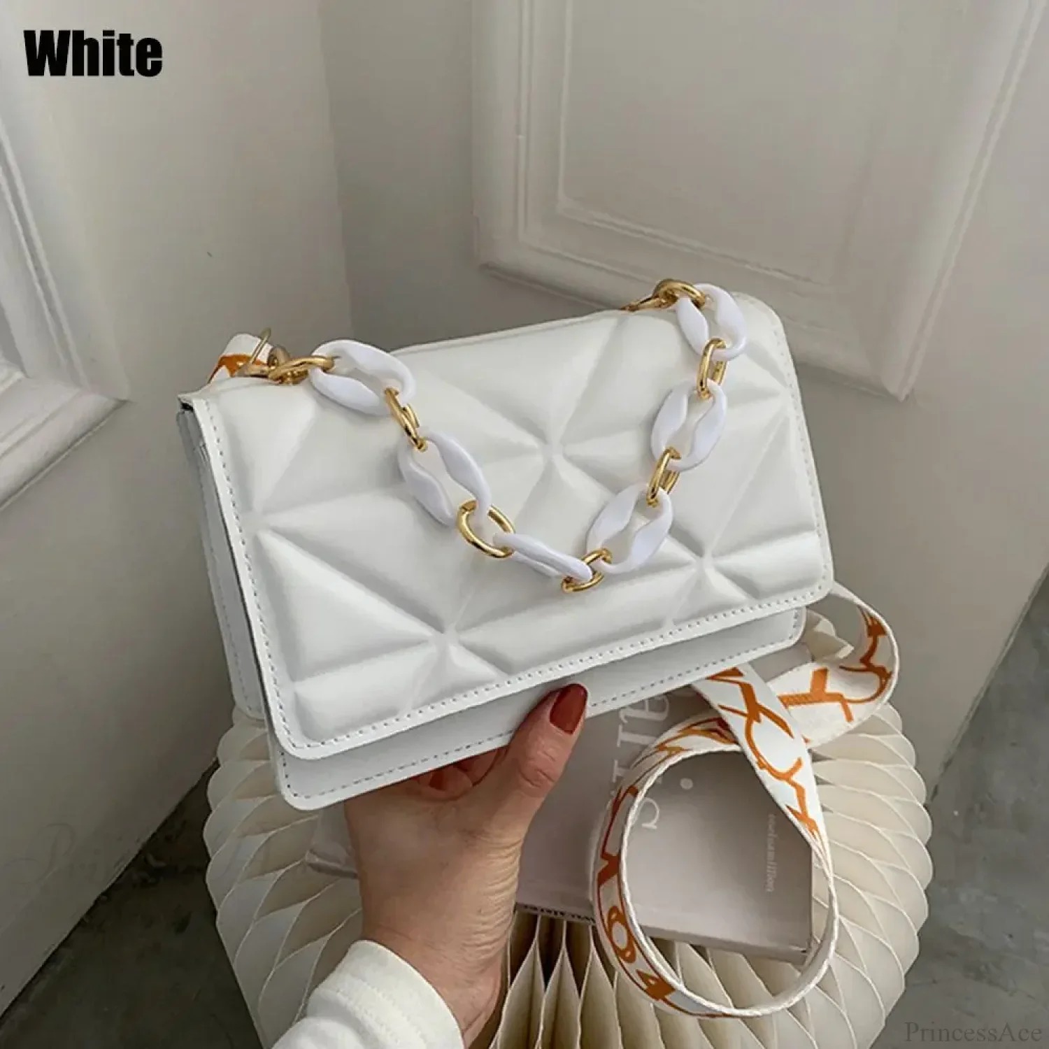 PU Leather Metal Chain Crossbody Bag - Image 8