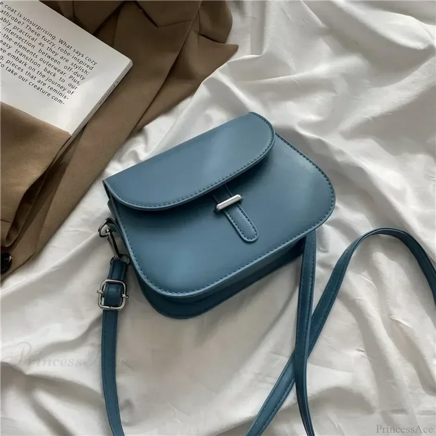 PU Leather Saddle Crossbody Shoulder Bag - Image 8