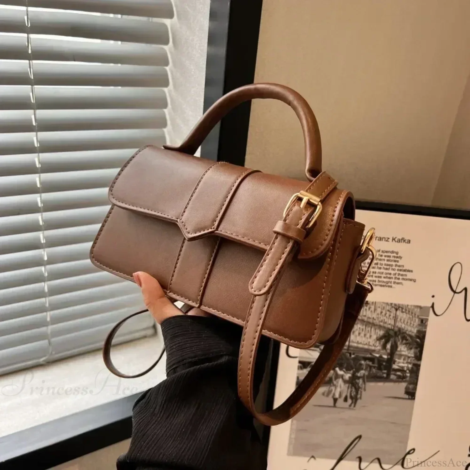 PU Leather Vintage Crossbody Underarm Satchel Women Handbag - Image 2