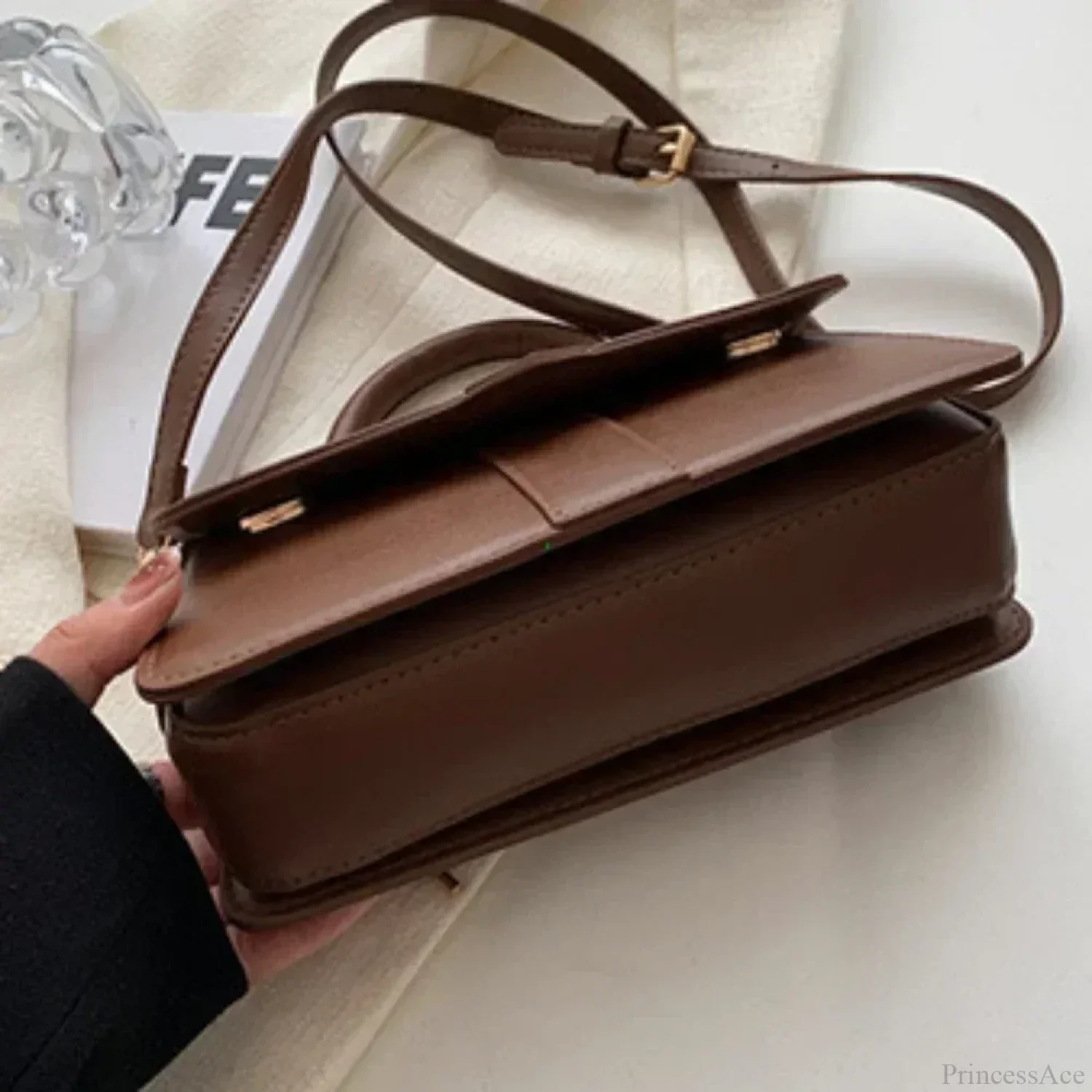 PU Leather Vintage Crossbody Underarm Satchel Women Handbag - Image 4