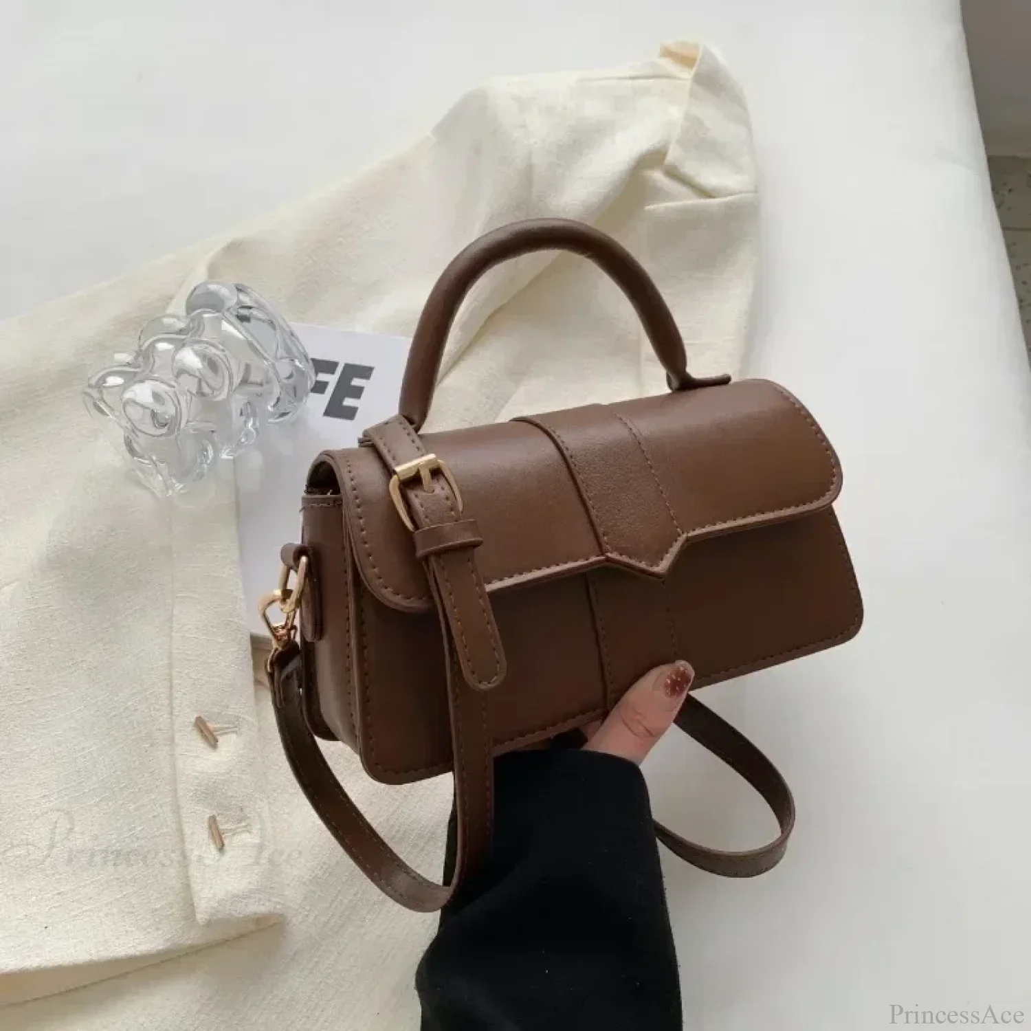PU Leather Vintage Crossbody Underarm Satchel Women Handbag - Image 9