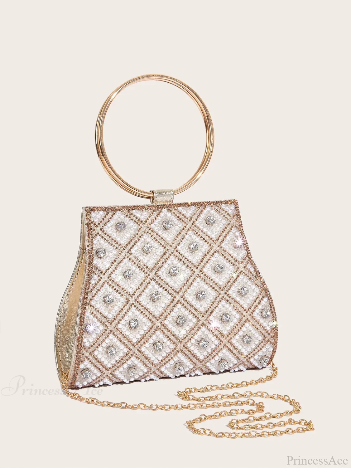 PU Rhinestone Clutch Bag for Women Party Wedding Fashion - Image 3
