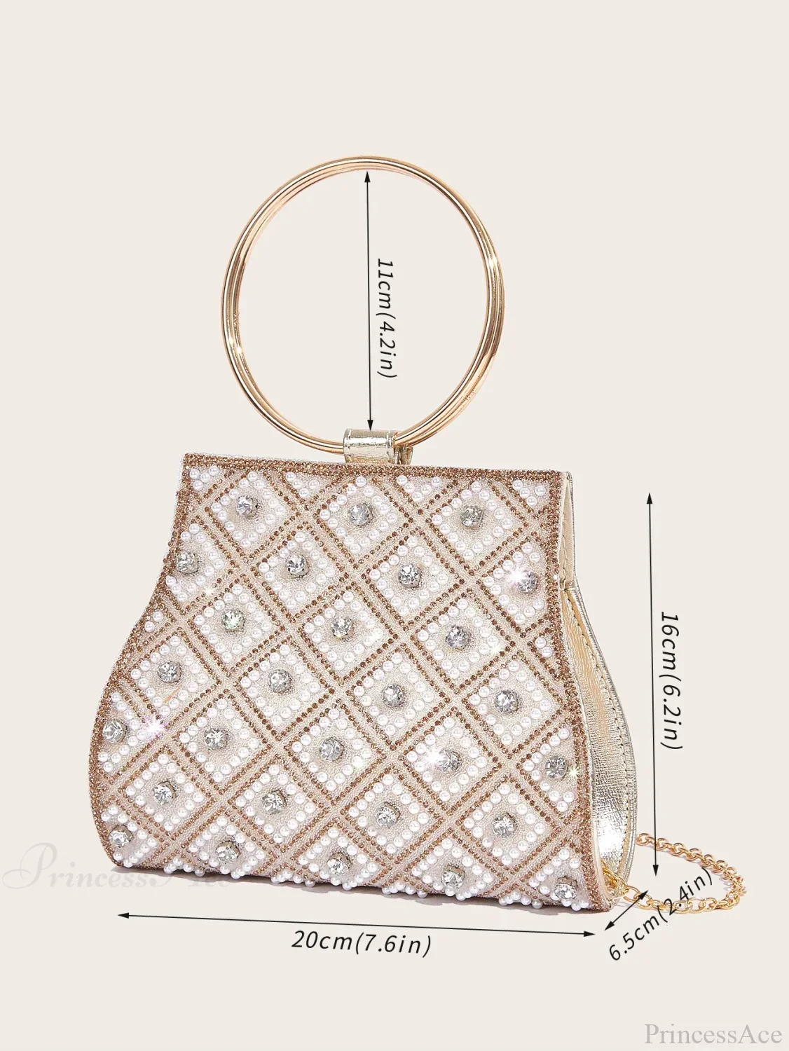 PU Rhinestone Clutch Bag for Women Party Wedding Fashion - Image 4