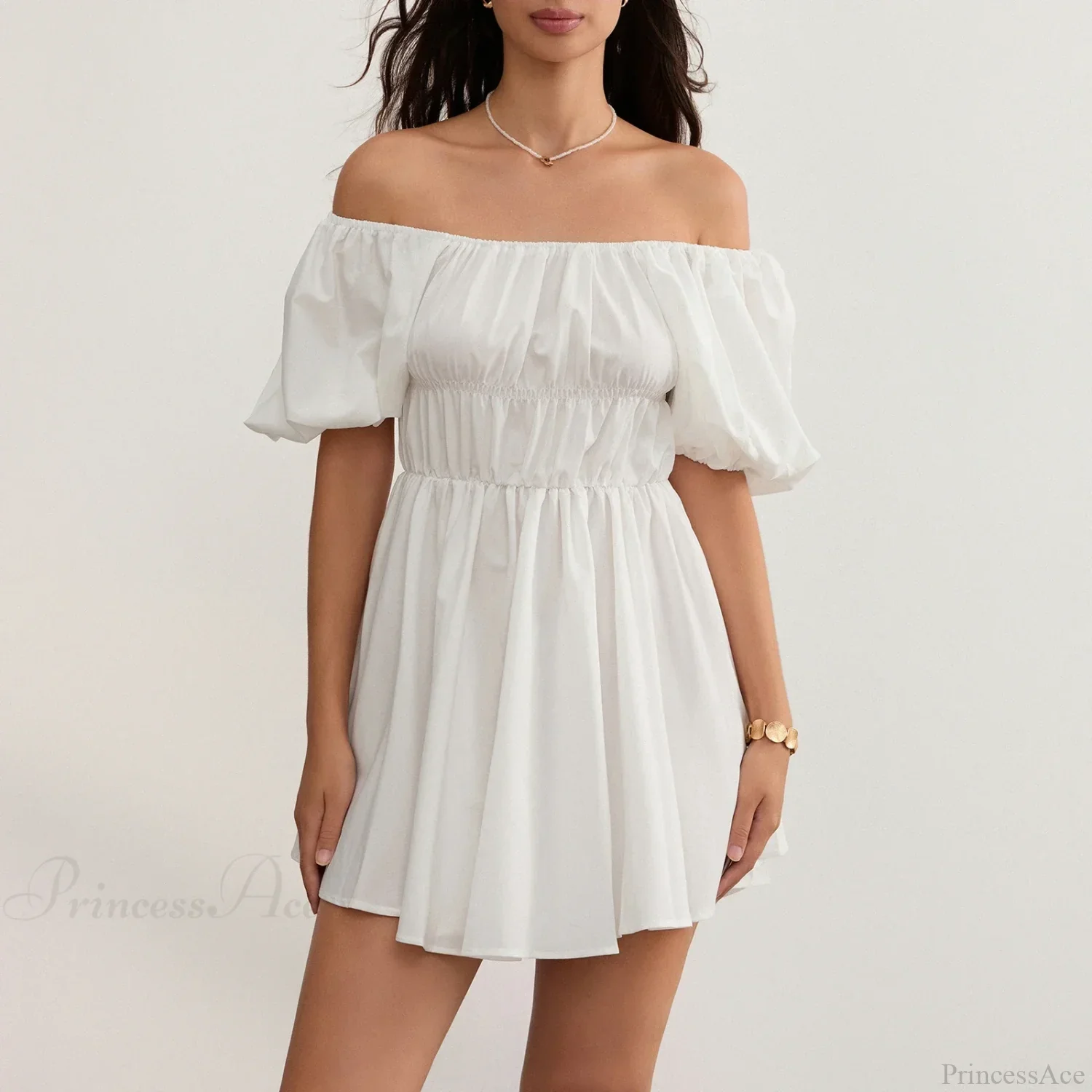Puff Sleeve Off-Shoulder Mini Dress - Image 3