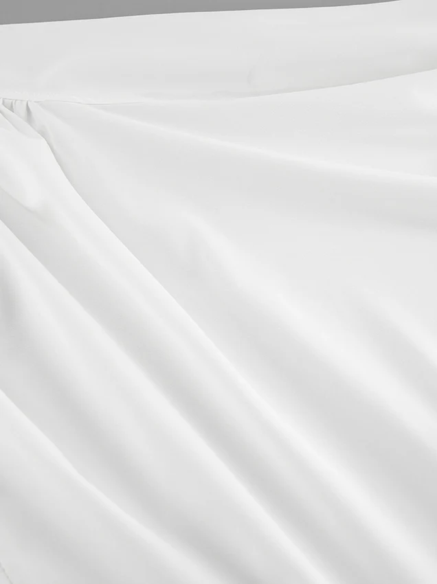 Puff Sleeve Stand Collar White Blouse - Image 13