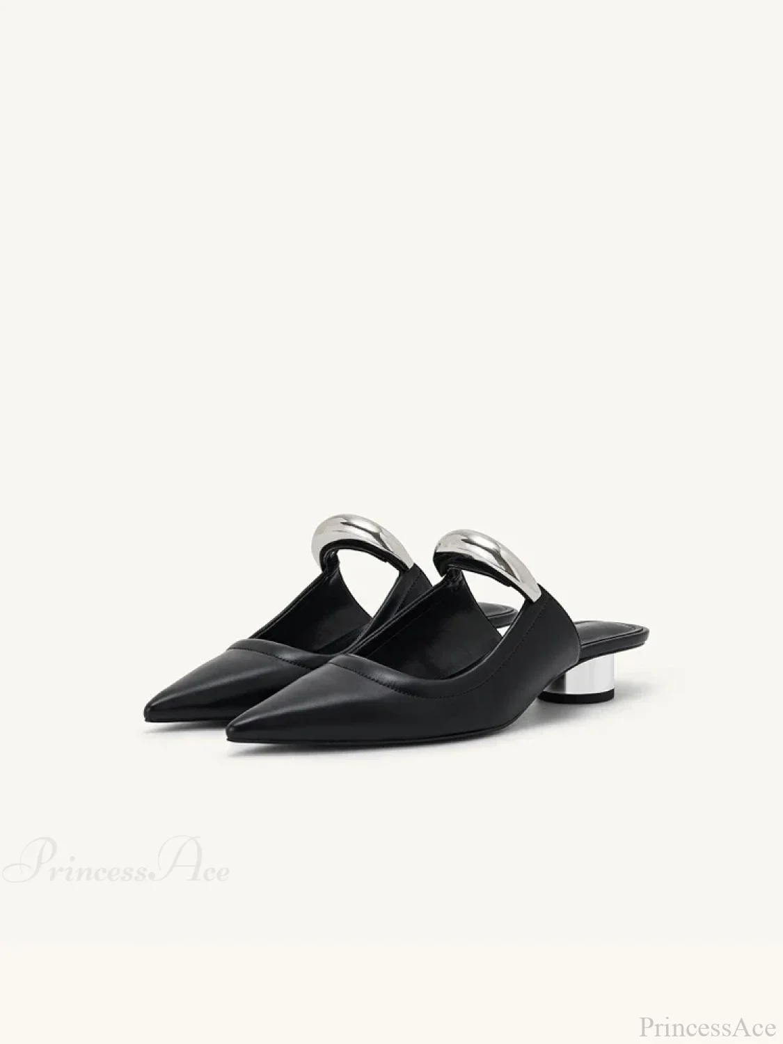 Punk Gothic Metal Buckle Low Heels Pointed Thick Heeled Platform Low Heel Pump - Image 6