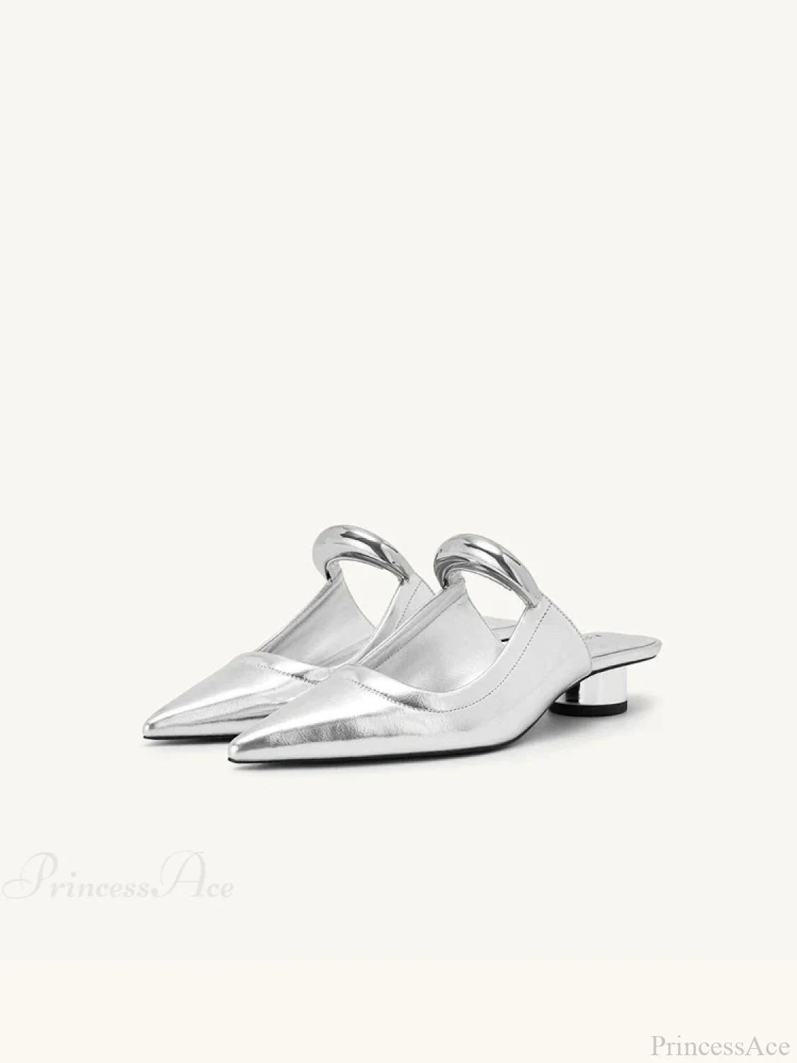 Punk Gothic Metal Buckle Low Heels Pointed Thick Heeled Platform Low Heel Pump - Image 8