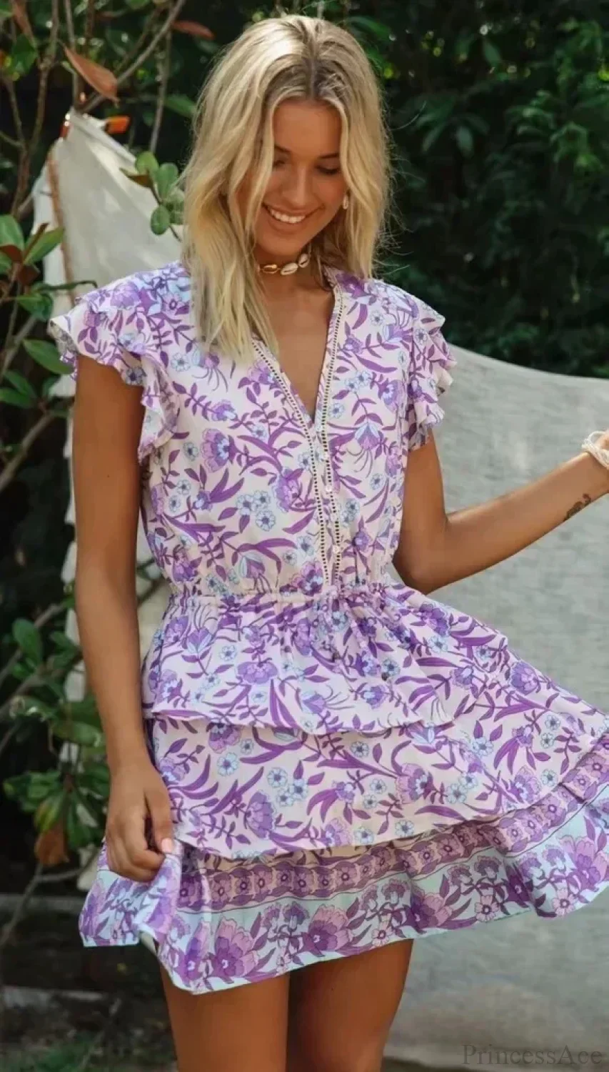 Purple Mini Boho Dress - Image 4