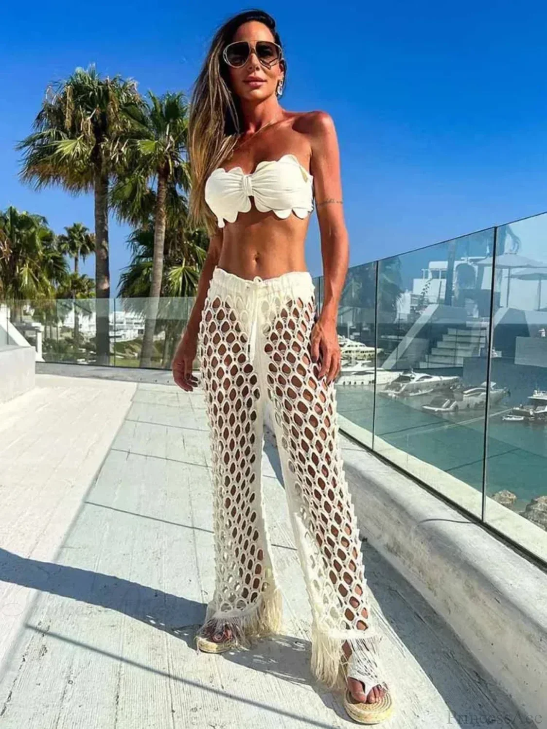 Push Up Bikini Set with Linen Three Piece Swimsuit - Image 2