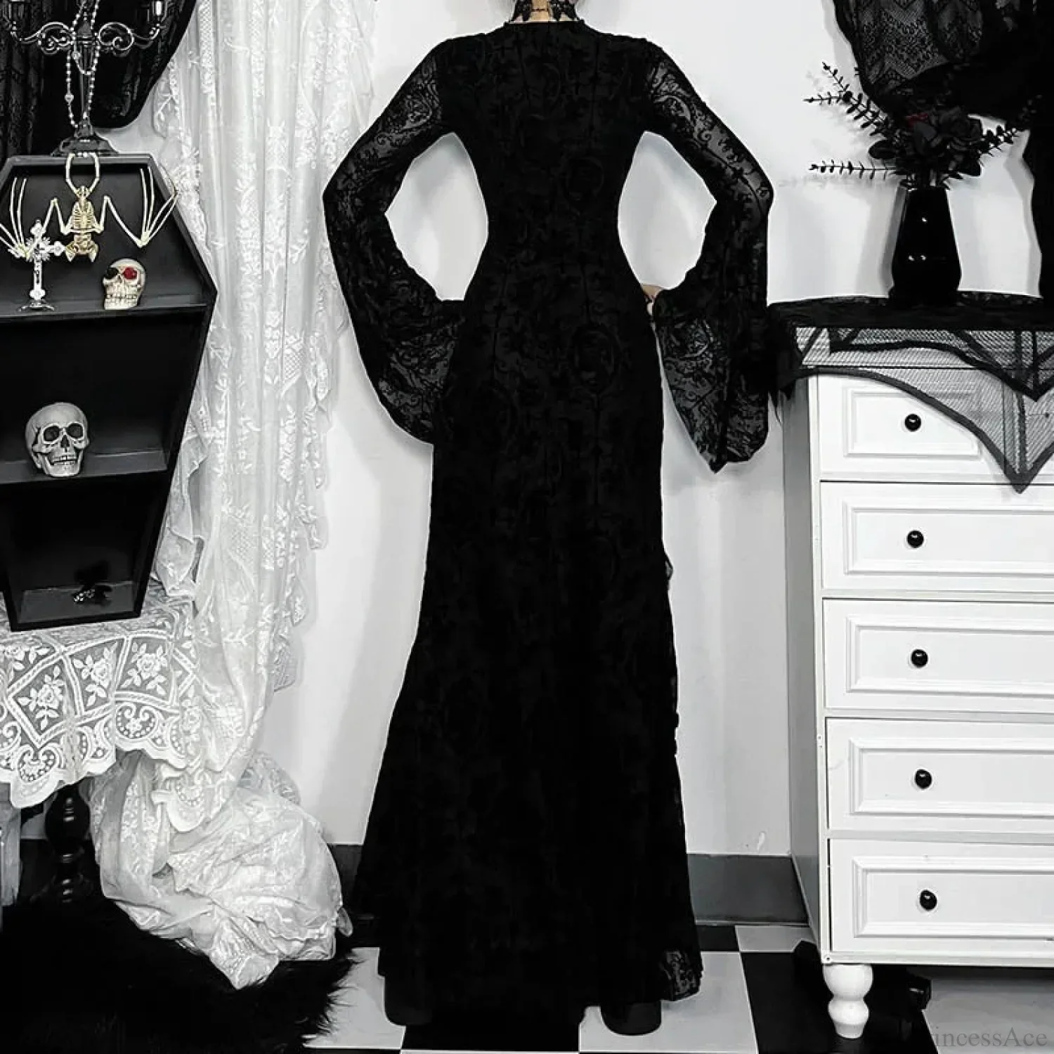Quadrilateral Neck Corset Flare Full-Length Dress - Image 4