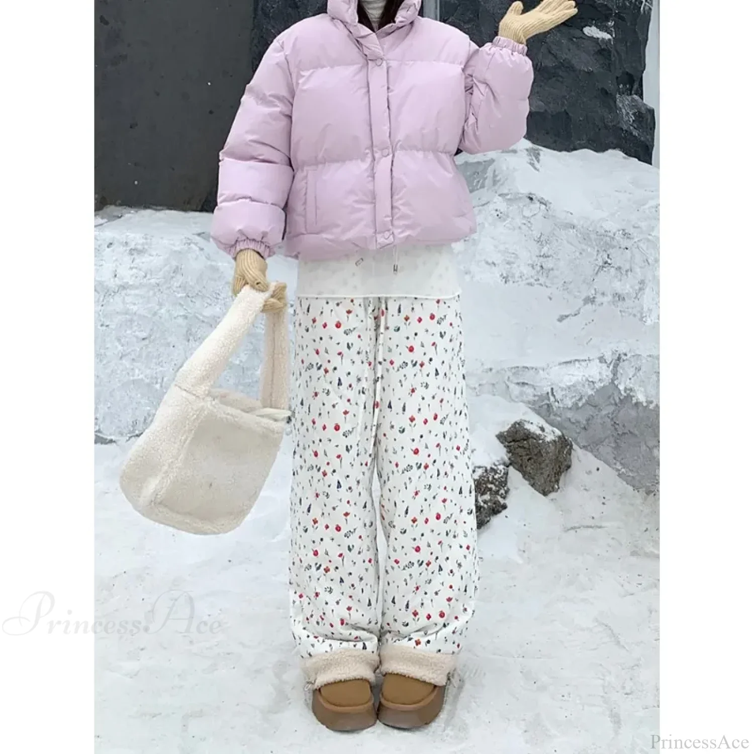 Quilted Brushed Winter Pants Y2K Pants - Image 2