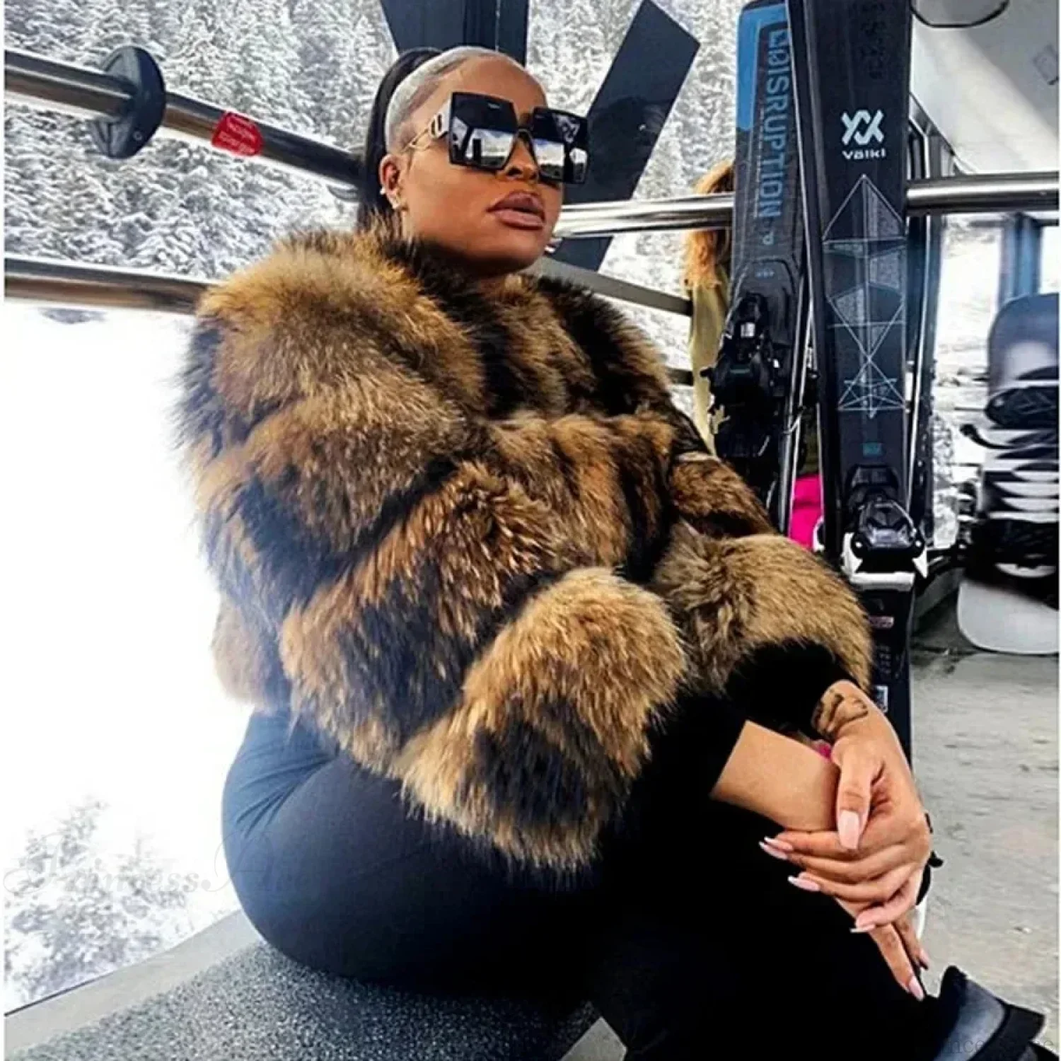 Raccoon Fur Thick Luxury Winter Coat - Image 3