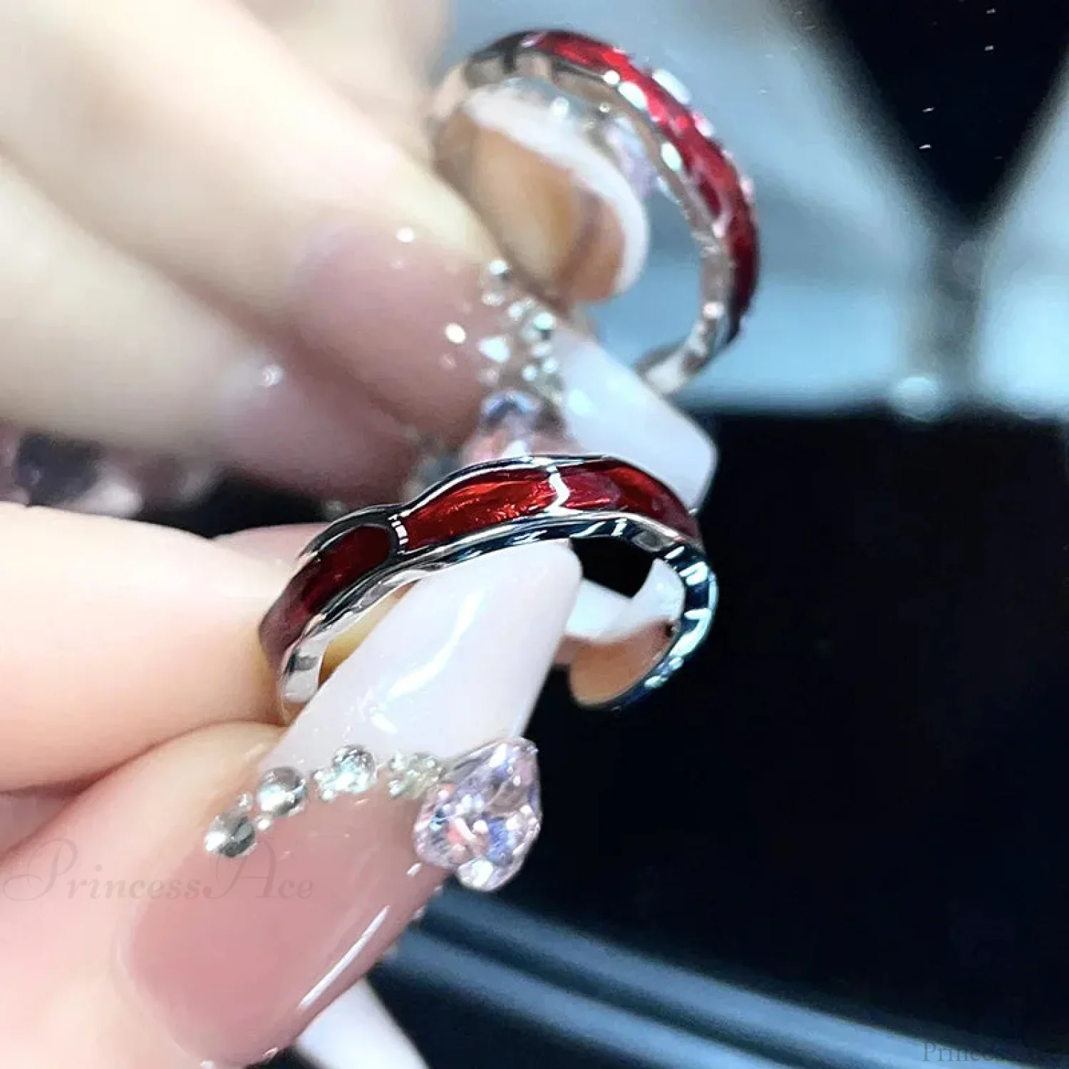Rebel Spikes Creeper Crimson Gem Gothic Ring - Image 6