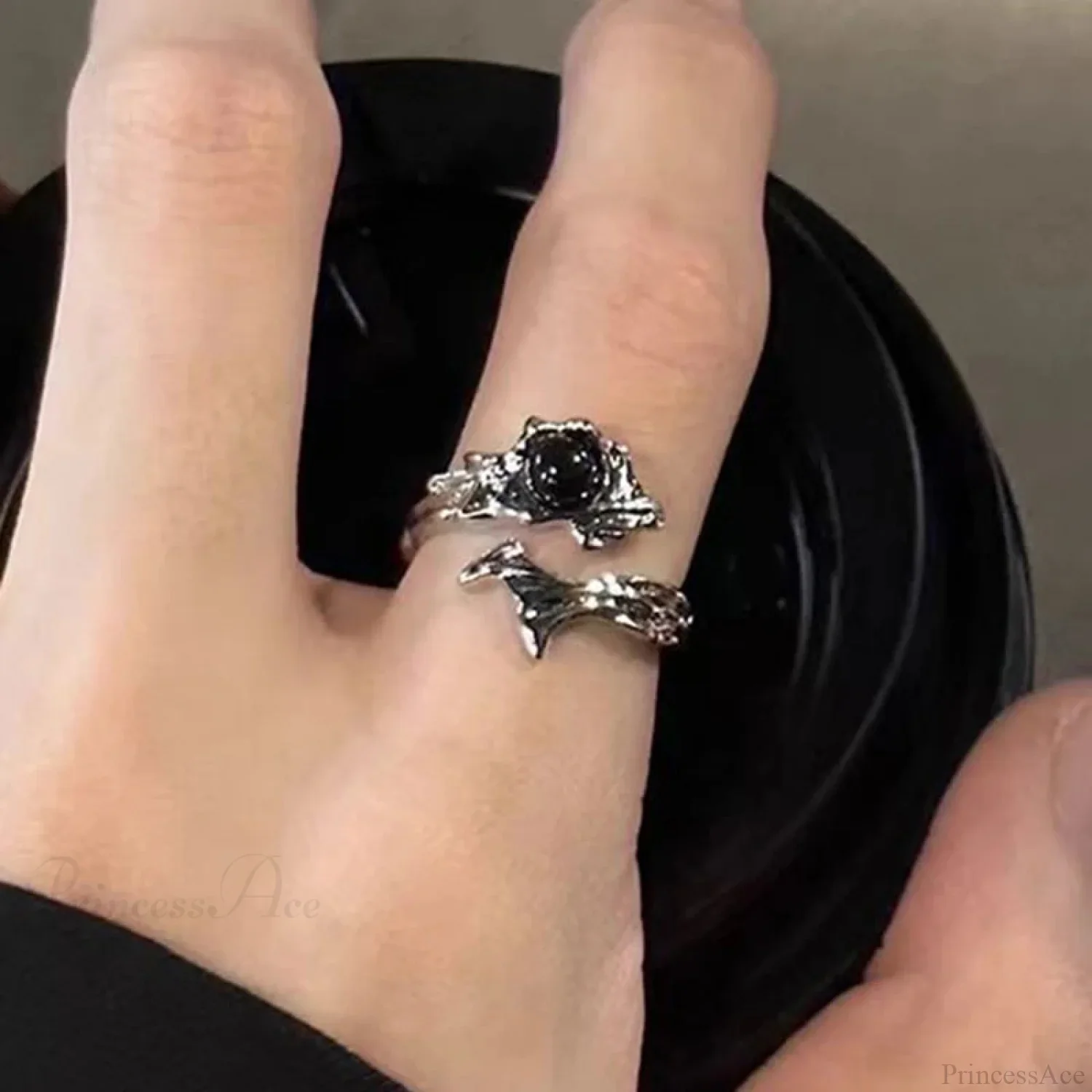 Rebellious Dark Bat Wing Ring - Image 5