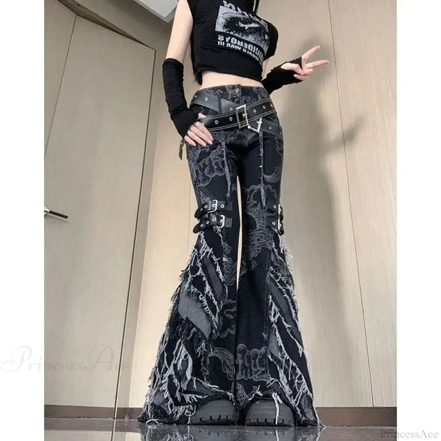 Rebellious Dark Print Flare Pant - Image 2
