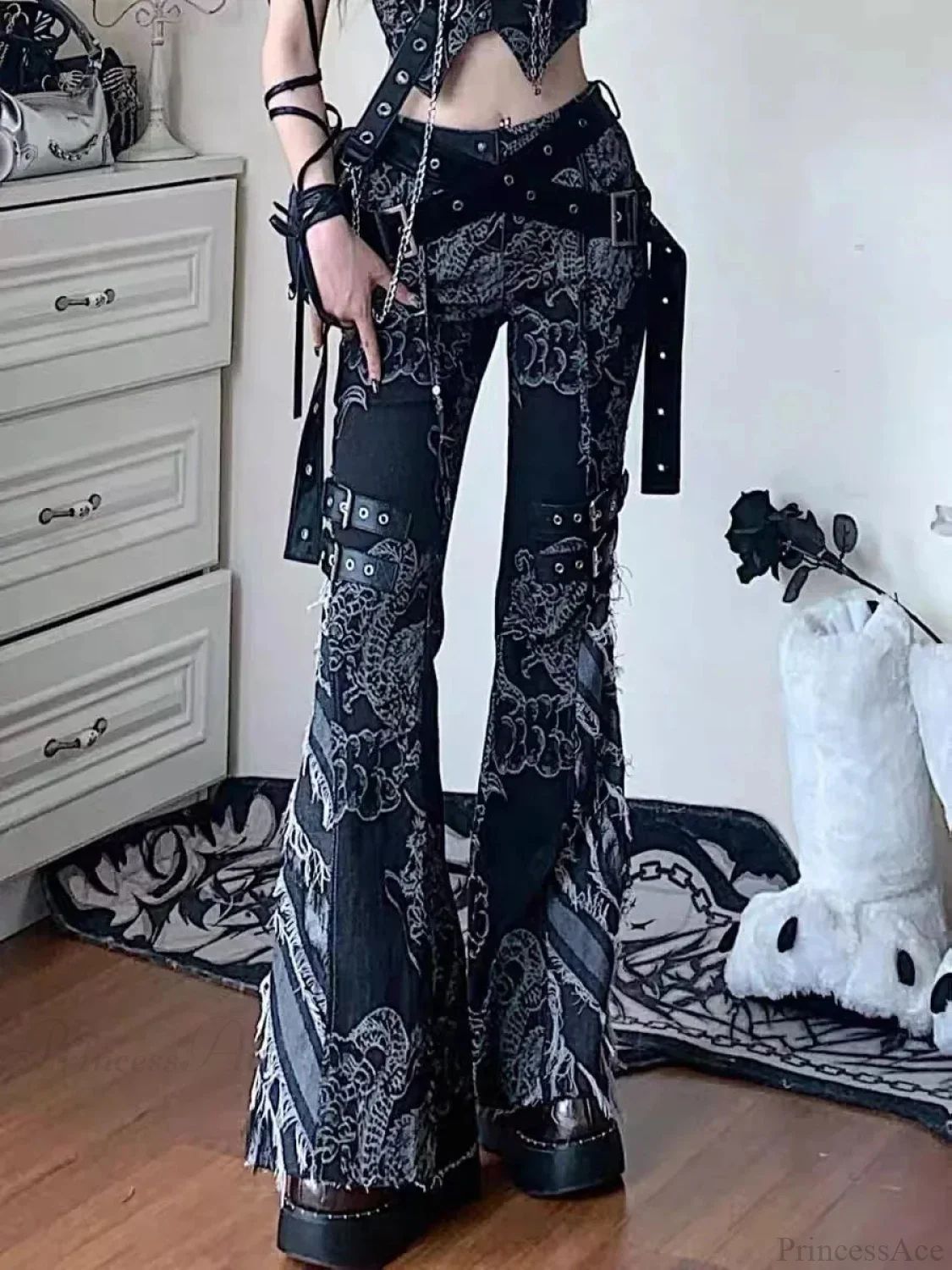 Rebellious Dark Print Flare Pant - Image 5