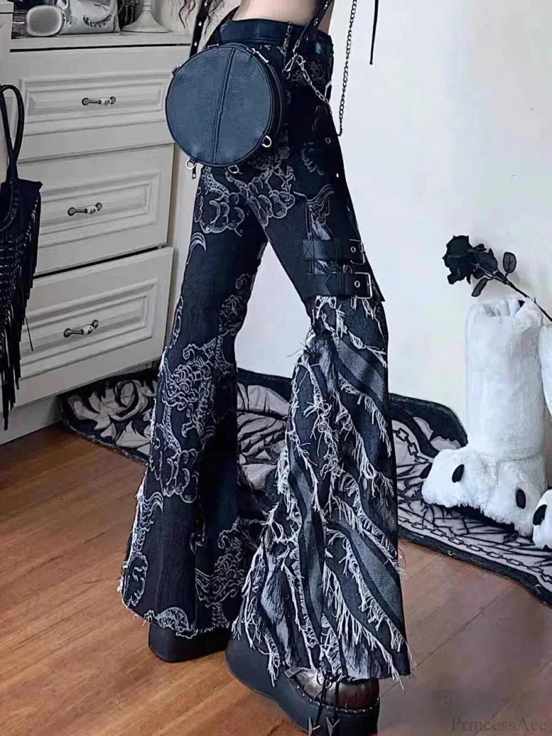 Rebellious Dark Print Flare Pant - Image 6