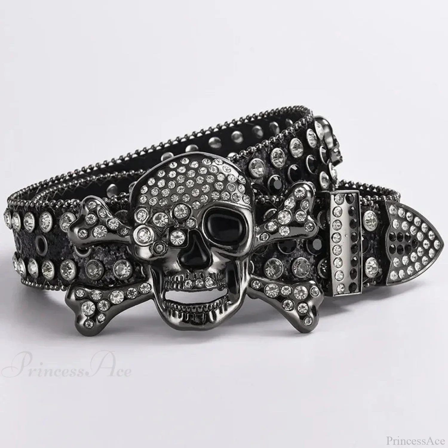 Rebellious Dark Skull Diamond Rhinestone Belt - Image 3