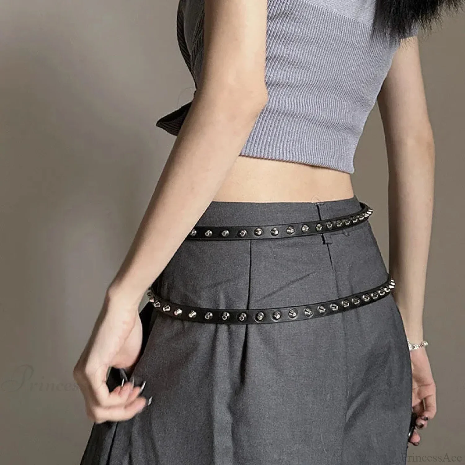 Rebellious Dark Western Double Loop Rivet Belt - Image 4