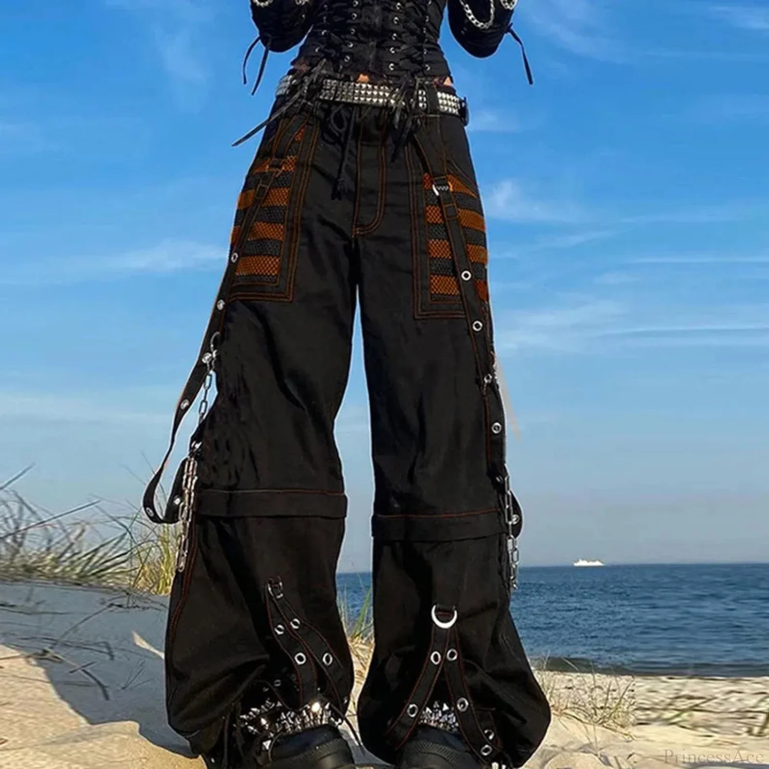 Rebellious Dark Y2K Wide Leg Trouser - Image 2