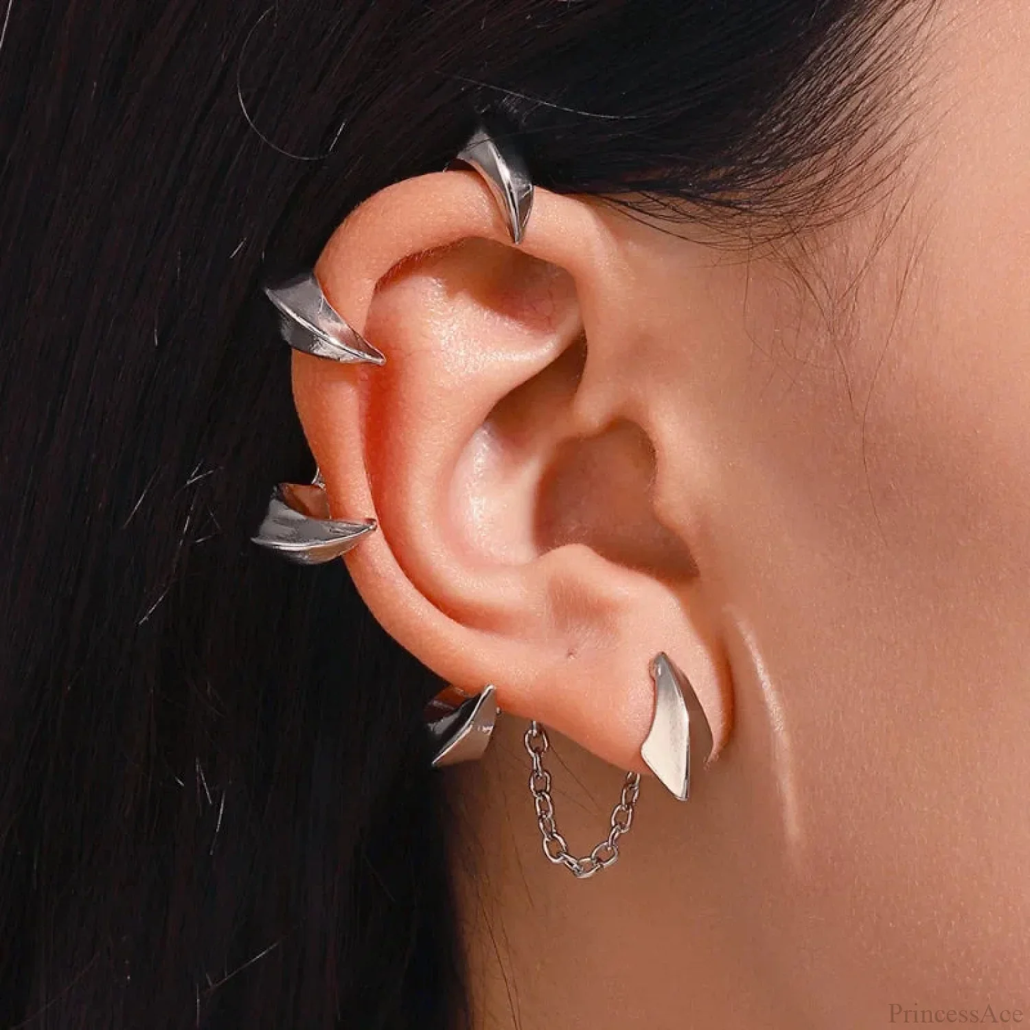 Rebellious Satan Claw Stone Rap Clip Earring - Image 2
