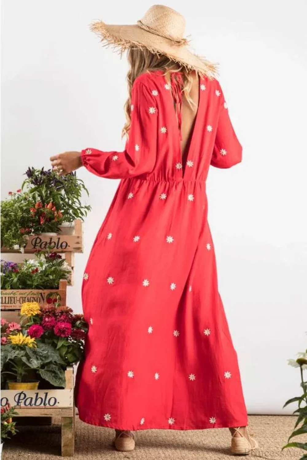 Red Cotton Maxi Dress - Image 4
