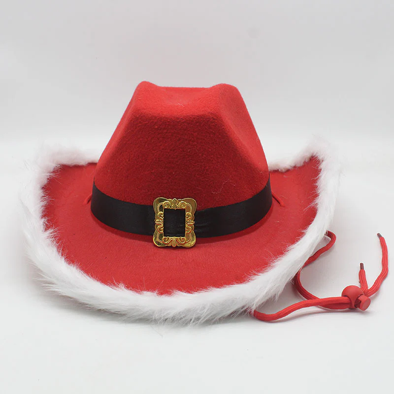 Red Faux Fur Cowboy Hat - Image 3