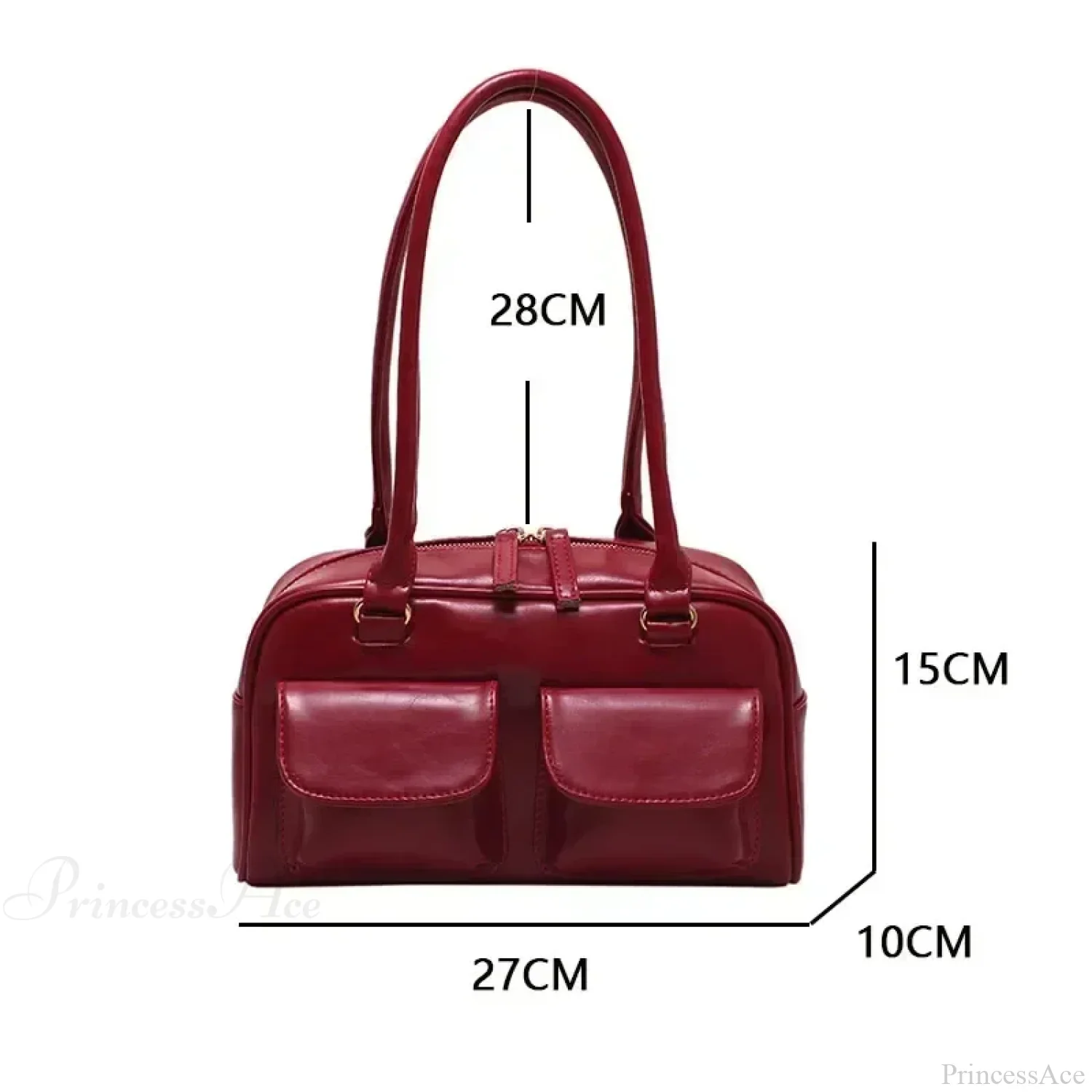 Red Patent Leather Hobo Shoulder Bag - Image 6