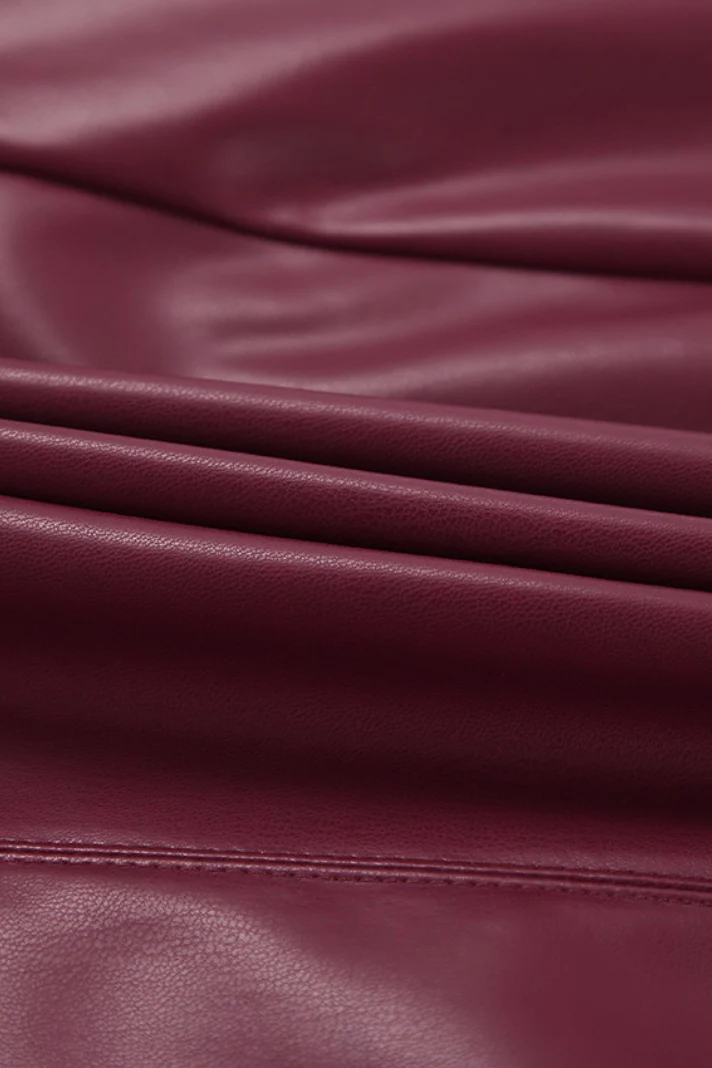 Red Matte Leather Skirt - Image 8