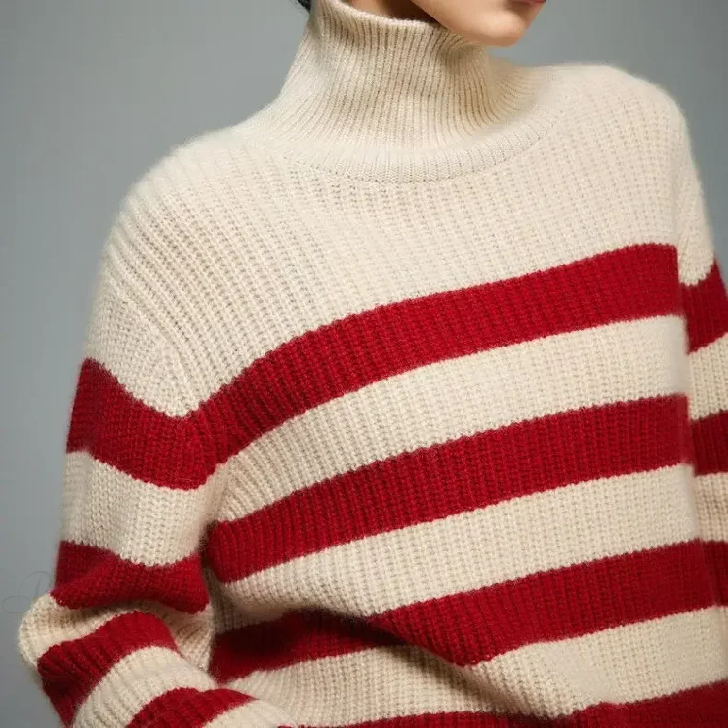 Red Striped Thick Y2k Sweater - Image 4