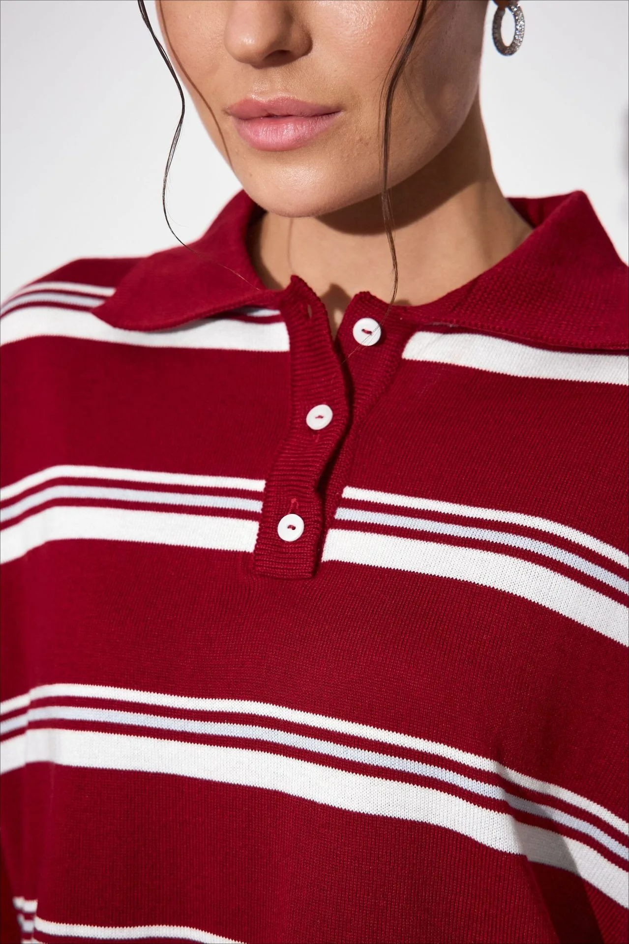 Relaxed Collared Striped Long Sleeve Blouse - Image 9
