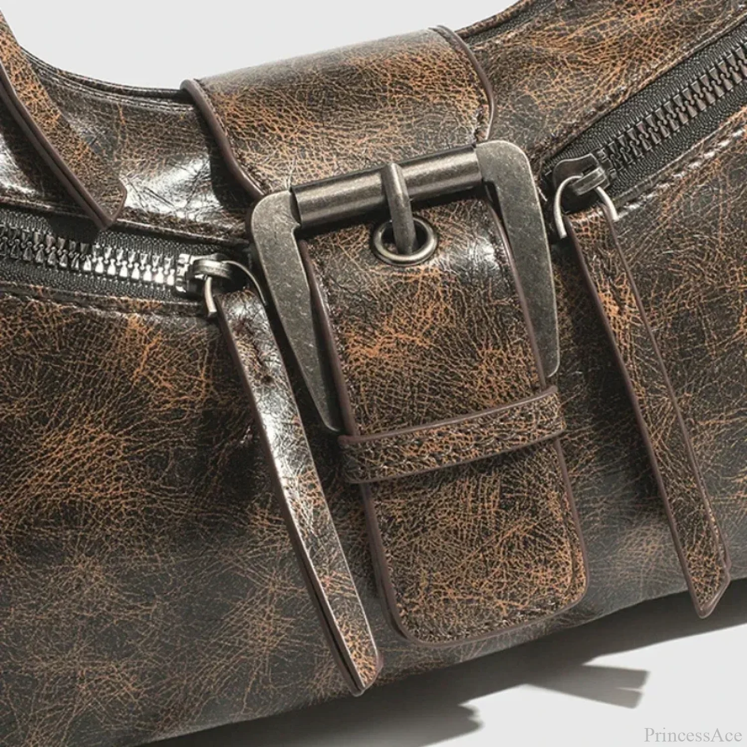 Retro Belt Design PU Leather Shoulder Bag - Image 4