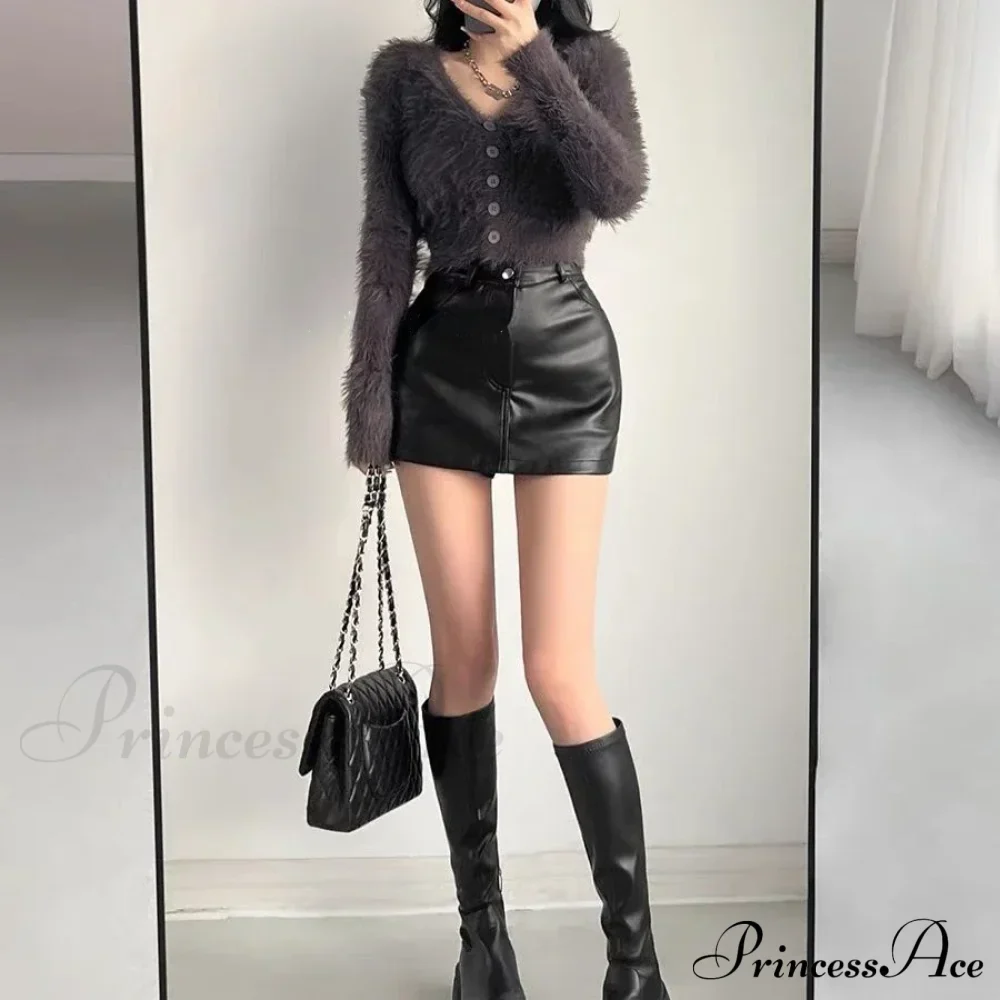 Retro Chic High Waist Sexy A-line Stylish Fashionable Brown Elegant Skirt - Image 6