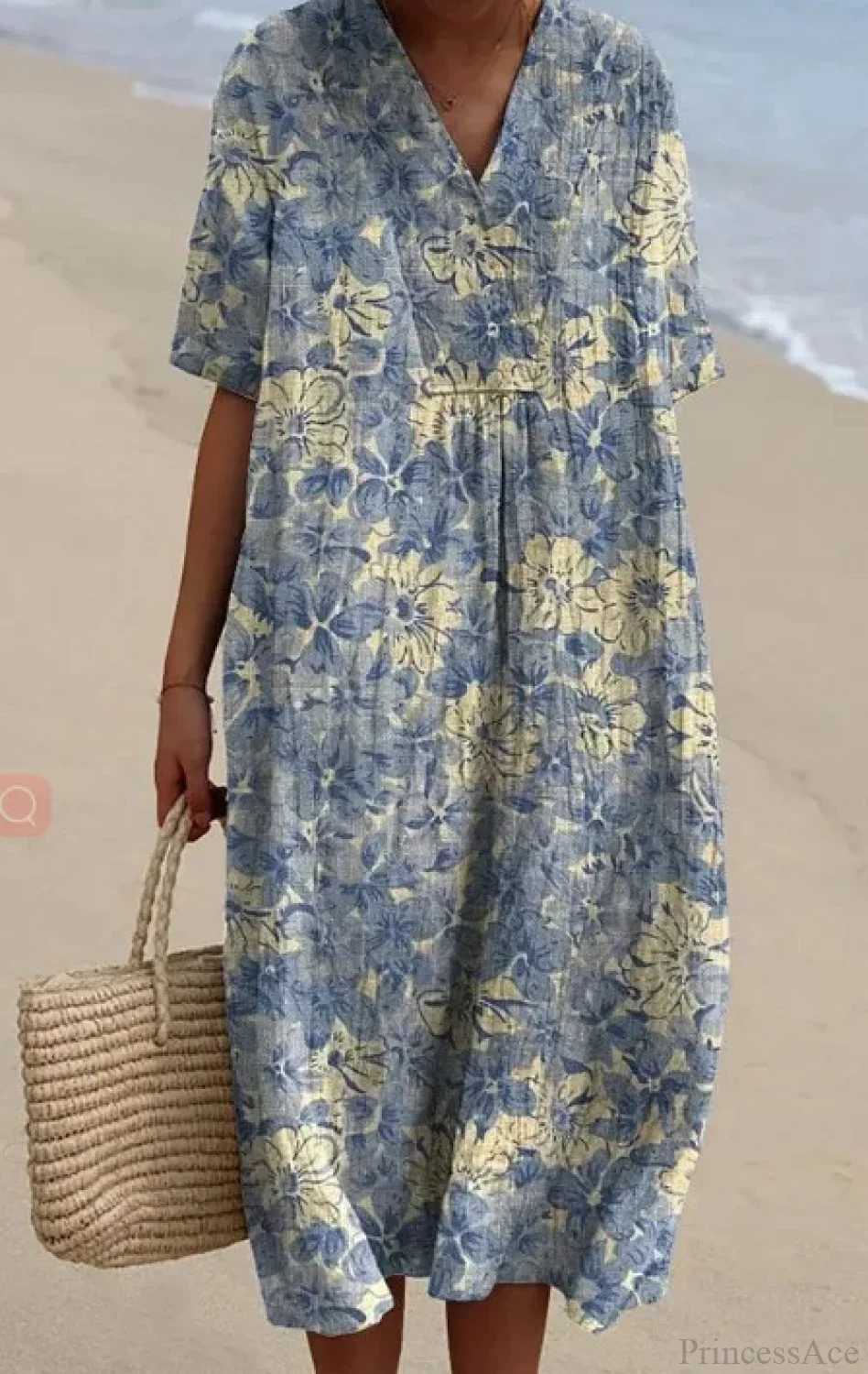 Retro Circle Print Boho Floral Dress - Image 14