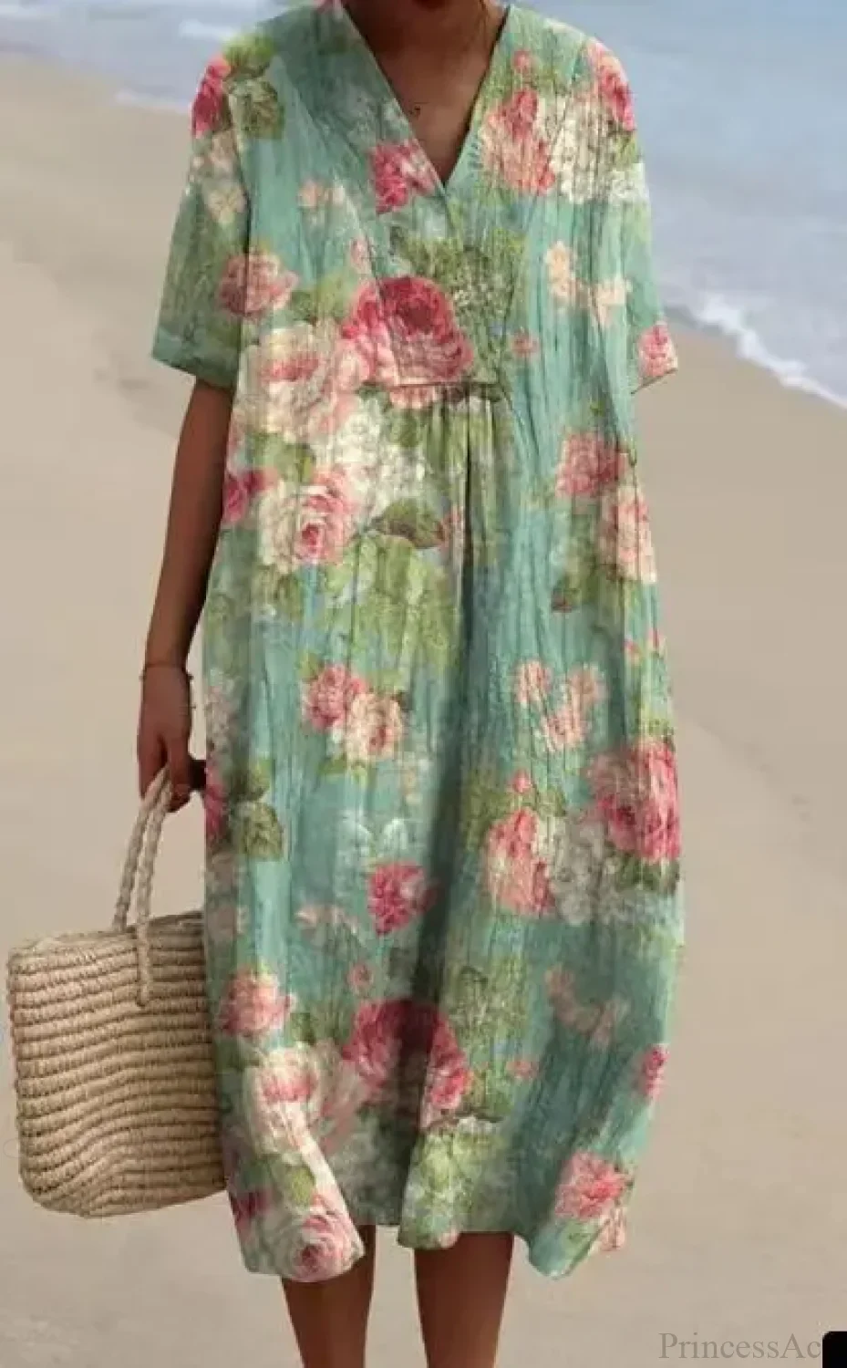 Retro Circle Print Boho Floral Dress - Image 15