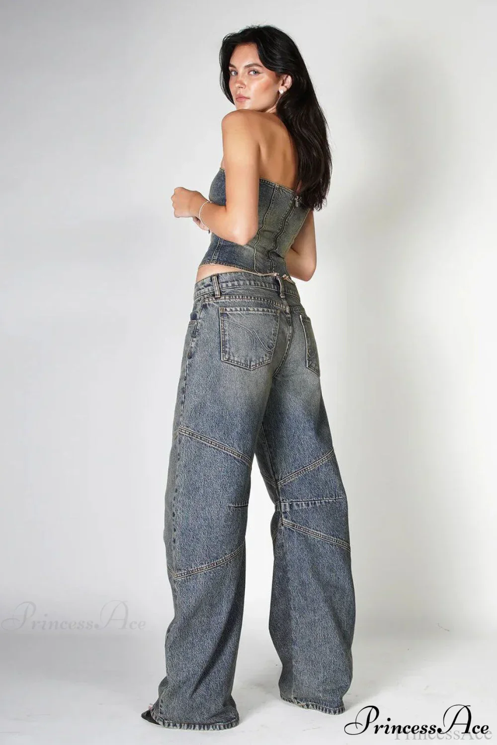 Retro Distressed Deconstructed Wide Leg Jeans - Image 5