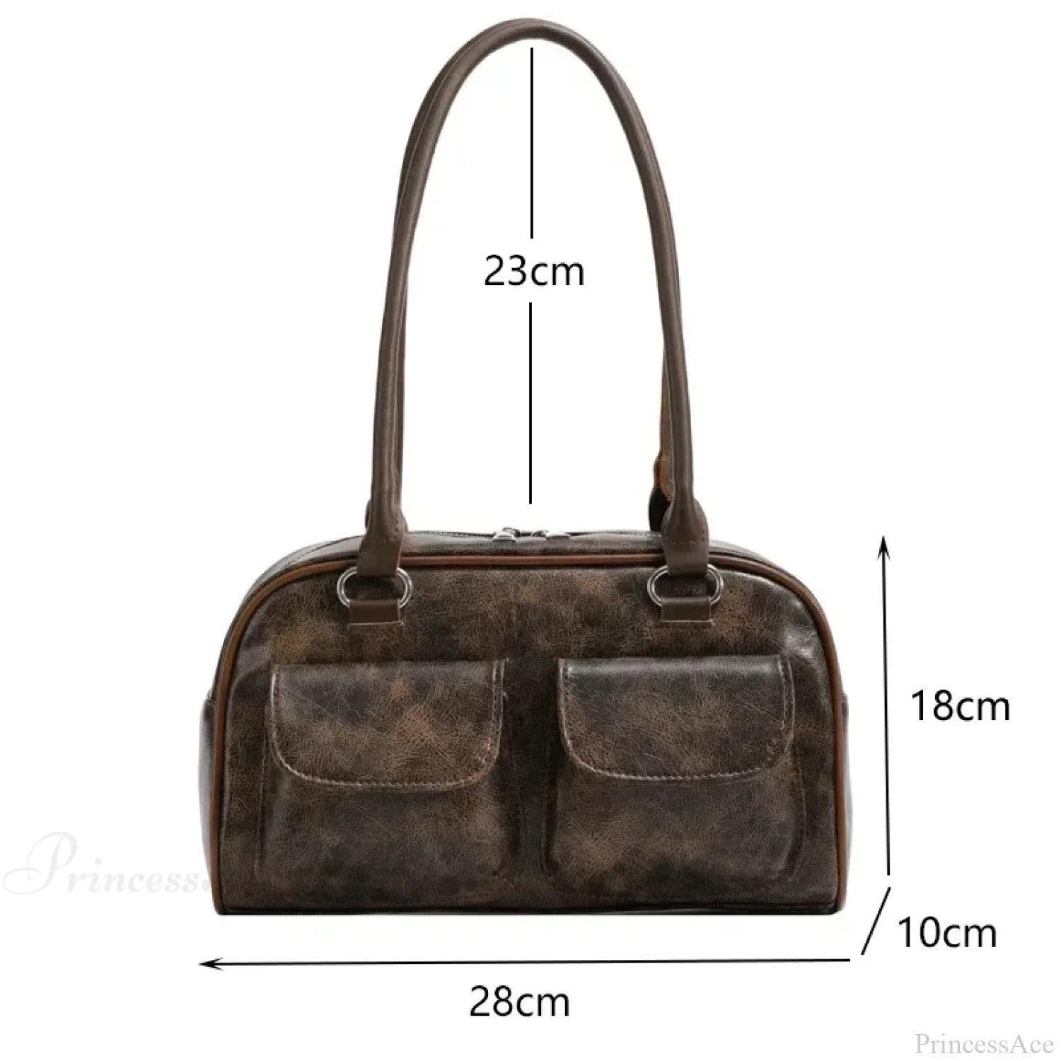 Retro Double Pockets Small Shoulder Bag - Image 5