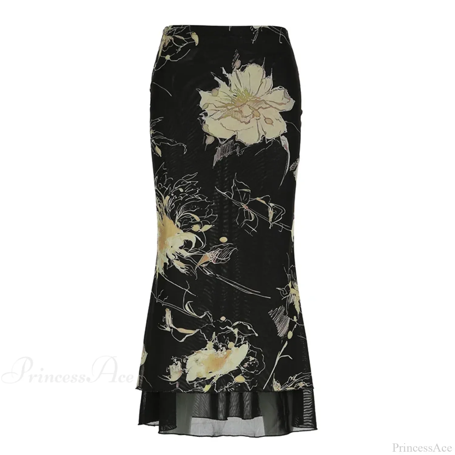 Retro Floral Fairycore Long Skirt - Image 5