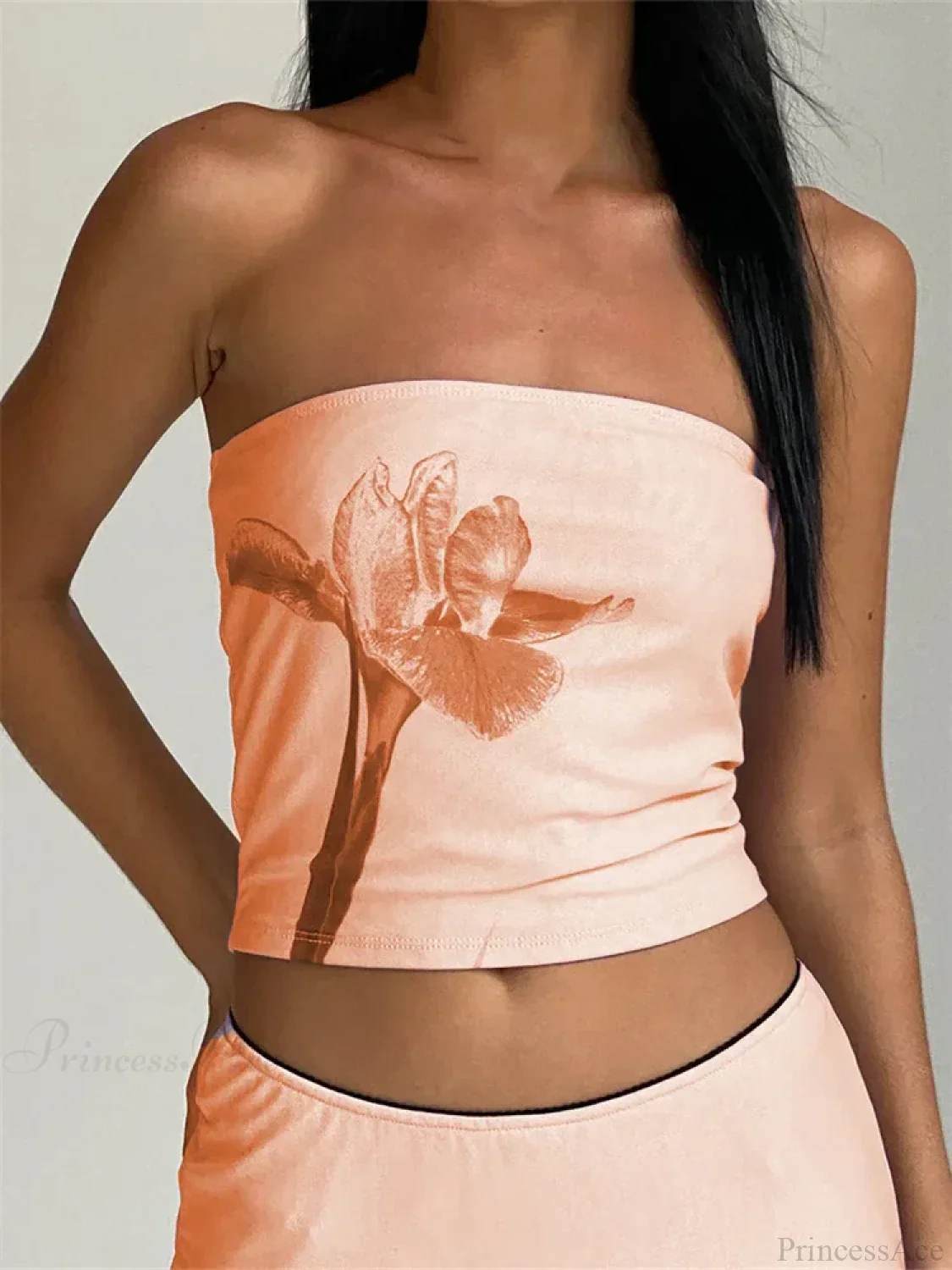 Retro Floral Strapless Backless Party Crop Top