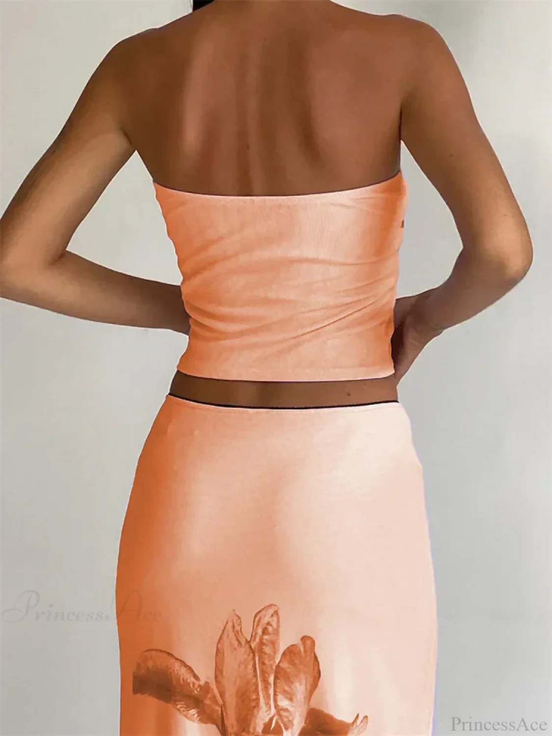 Retro Floral Strapless Backless Party Crop Top - Image 2