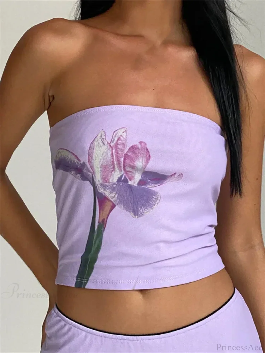 Retro Floral Strapless Backless Party Crop Top - Image 5