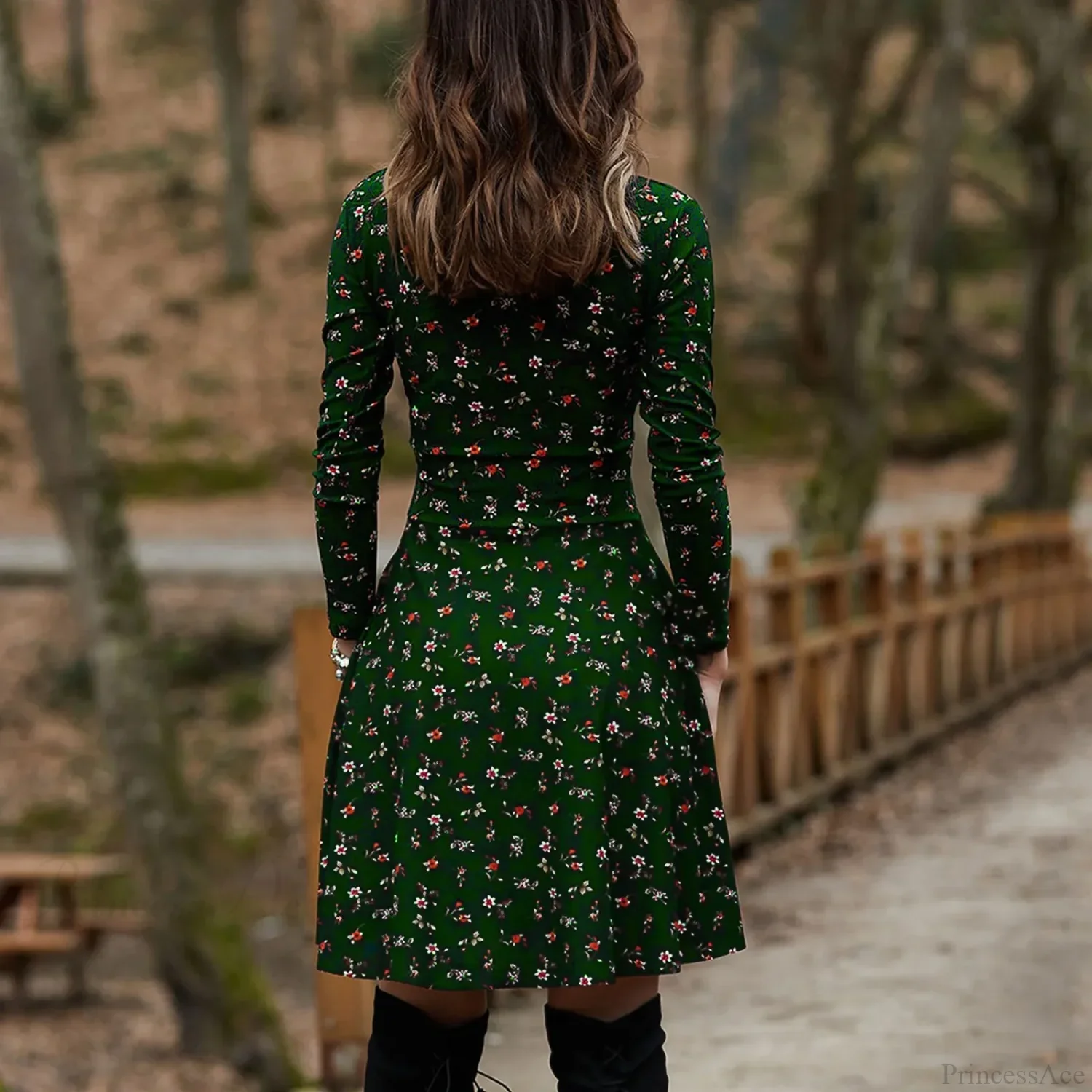 Retro Floral Swing Midi Floral Dress - Image 2