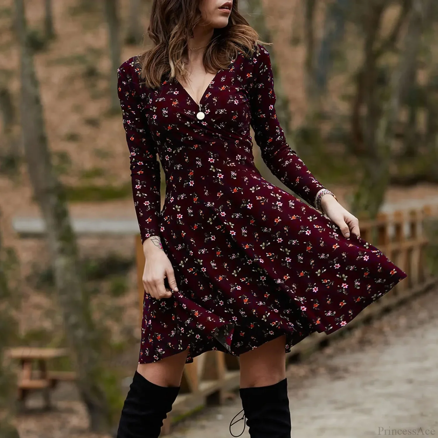 Retro Floral Swing Midi Floral Dress - Image 4