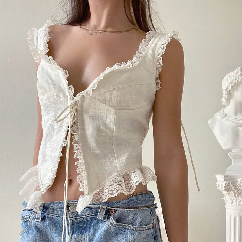 Retro Grunge White Crop Top - Image 11