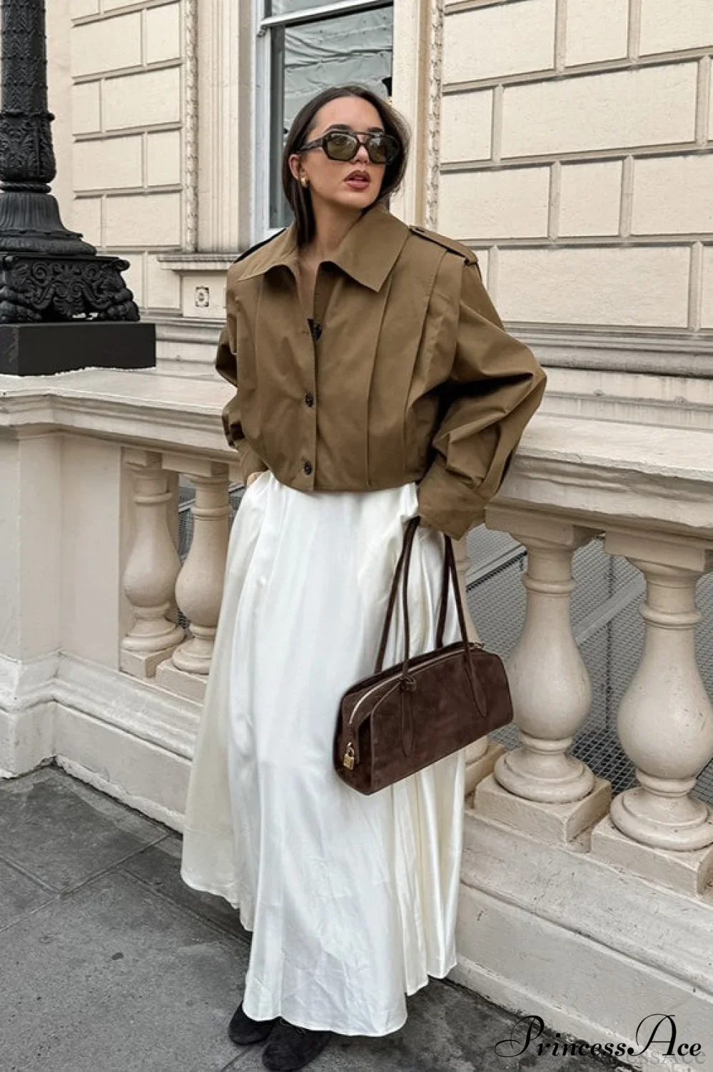 Retro Khaki Lapel Single-Breasted Jacket - Image 6